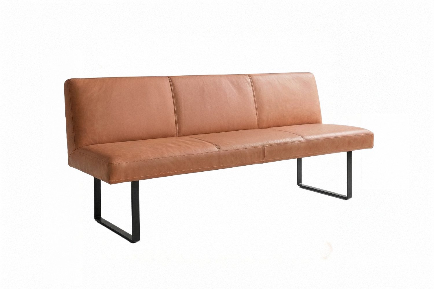 KAWOLA Sitzbank ELEEN Esszimmerbank Leder pigmentiert – modernes Design, 183 cm Breite, hoher Sitzkomfort, Metallgestell schwarz