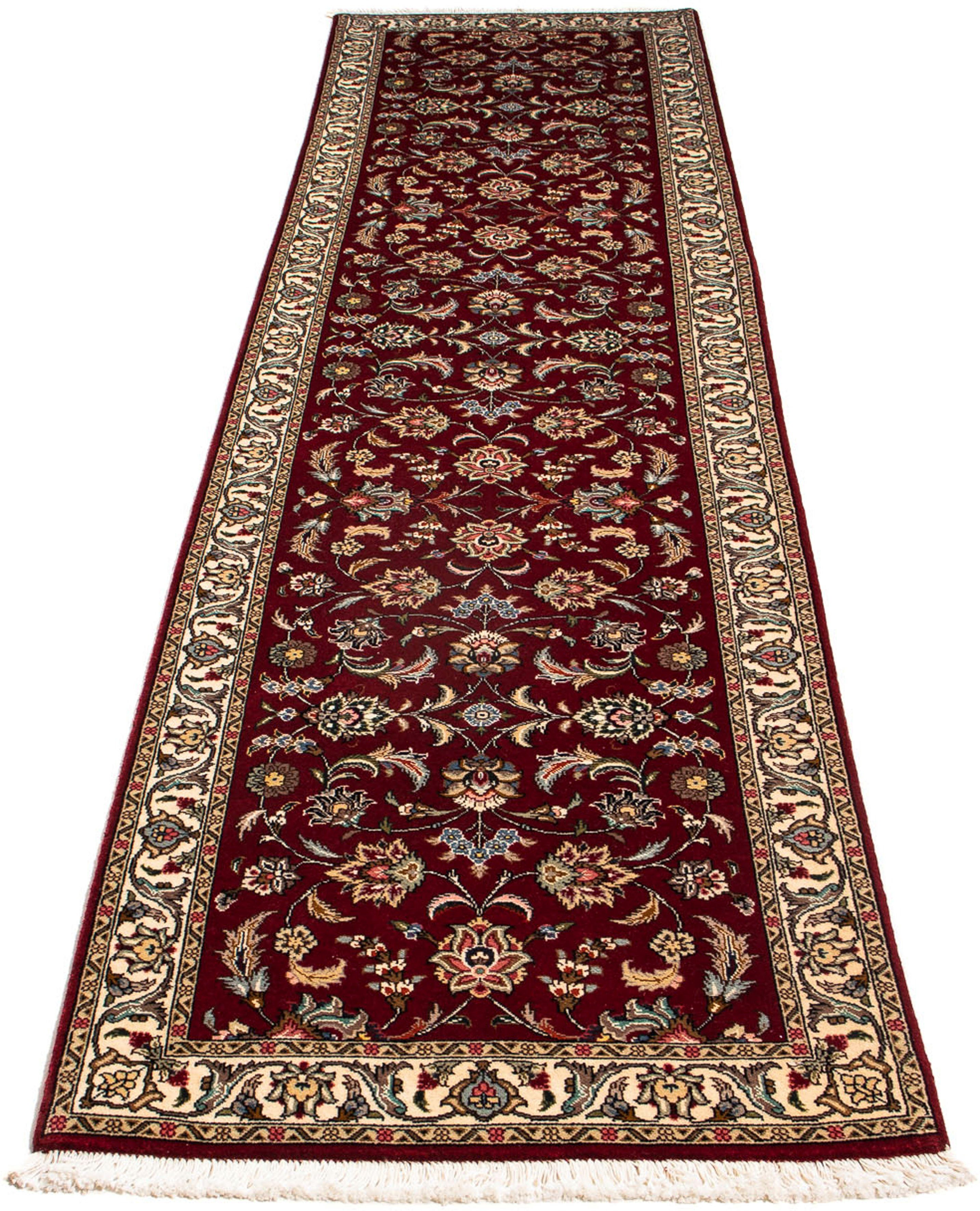 Orientteppich Perser - Täbriz - Royal - 312 x 77 cm - dunkelrot, morgenland, rechteckig, Höhe: 7 mm, Wohnzimmer, Handgeknüpft, Einzelstück mit Zertifikat