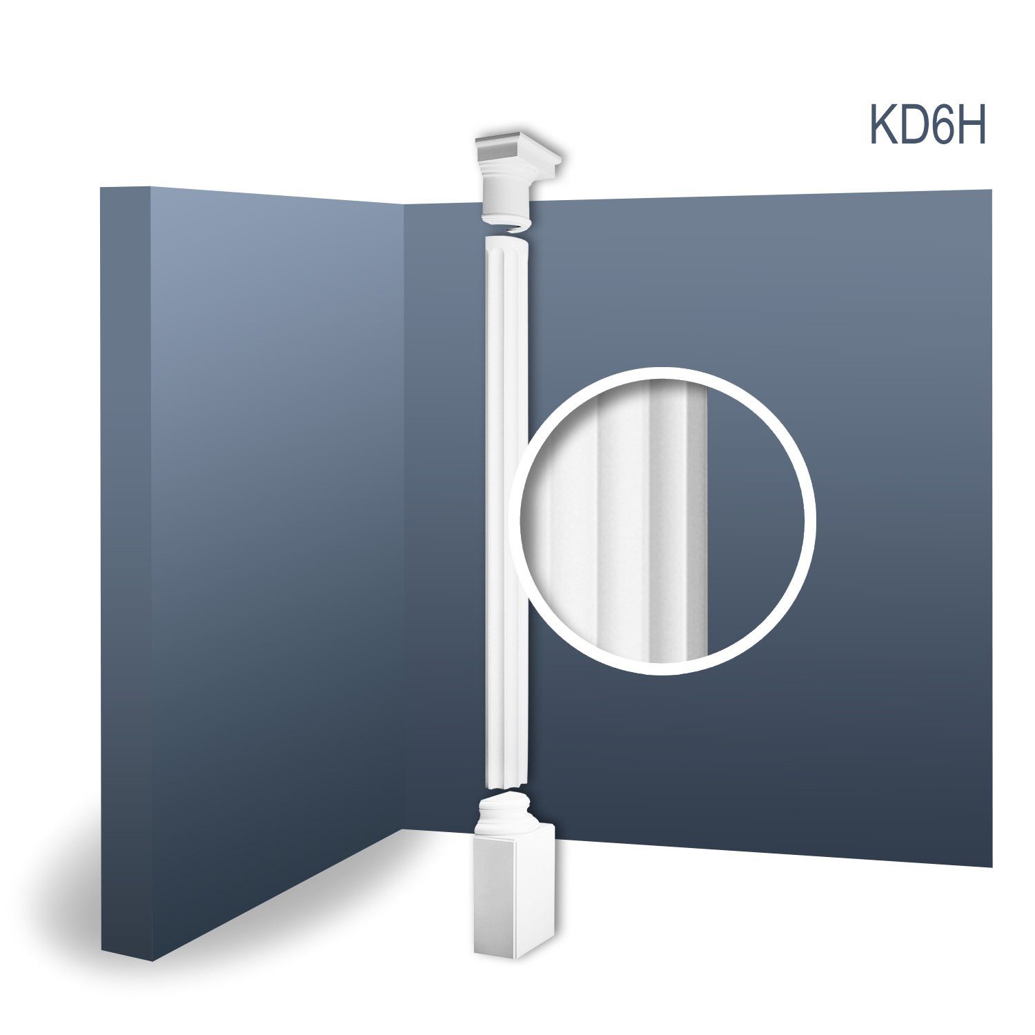 Orac Decor Wanddekoobjekt KD6H Halbsäulen Set Wand-Stuck-Säule Relief-Form antik 2,87 m (Halbsäulen Komplett Set, 1 St., Set bestehend aus Kapitel, Schaft und Sockel, 3 tlg., Länge ca. 2,87 m), weiß, vorgrundiert, Stil: Dorisch