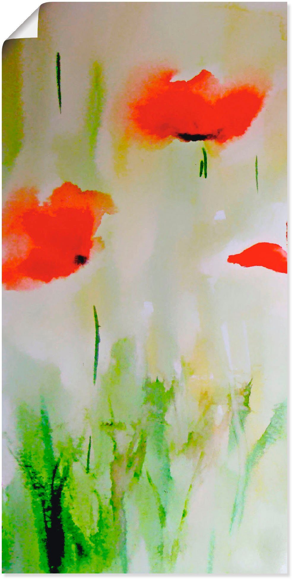 Aquarell, St), oder versch. (1 Mohn Blumen Wandbild Leinwandbild, Artland Wandaufkleber Alubild, als Größen in Poster