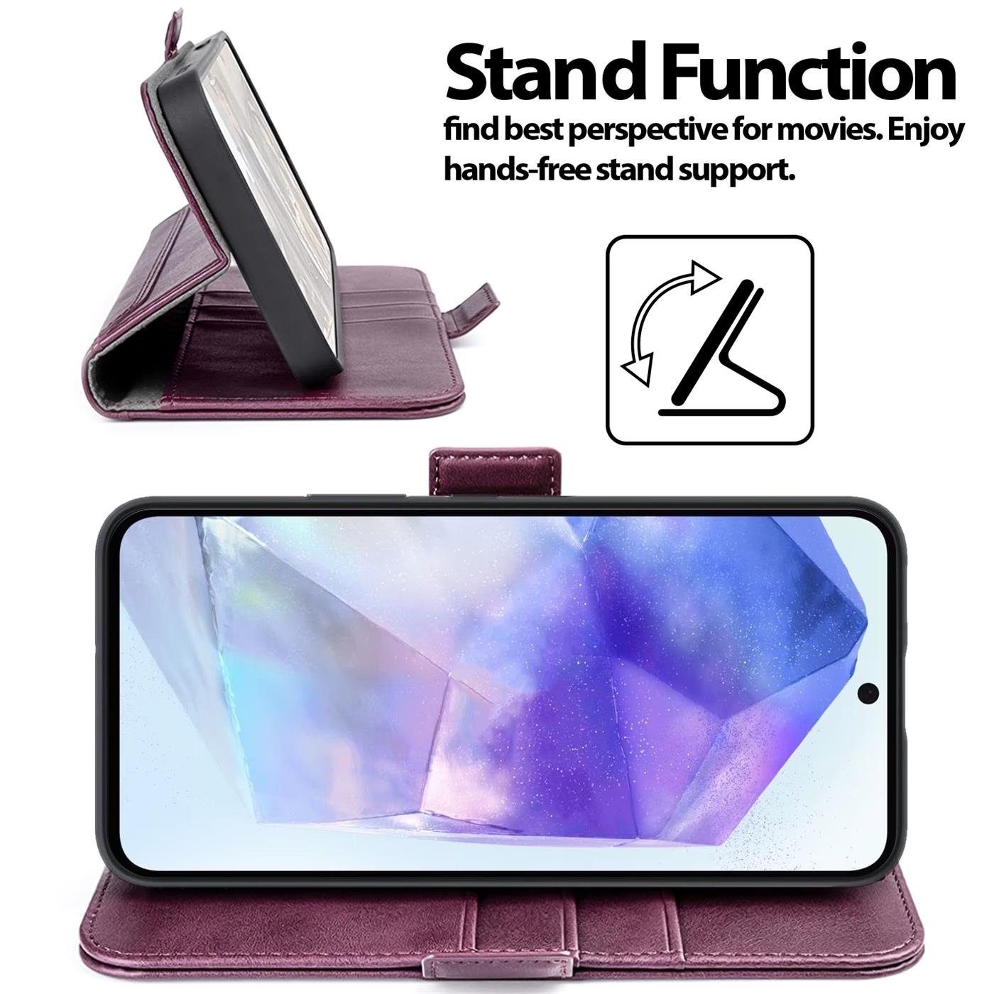 CoolGadget Handyhülle Book Case Elegance Tasche für Samsung Galaxy A55 5G 6,6 Zoll, Hülle Magnet Klapphülle Flip Case für Samsung A55 5G Schutzhülle – Bild 2 von 5