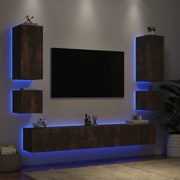 vidaXL TV-Schrank 6-tlg. TV-Wohnwand mit LED-Leuchten Räuchereiche (1-St)