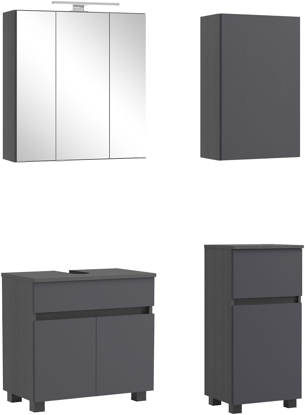 OTTO home Badmöbel-Set BOZEN, 4-tlg. Unterbecken-Set, (Badezimmerschrank, Badschrank, Stauraum, Badmöbel, Schrank), Umfangreicher Typenplan für viele Badlösungen, flexibel kombinierbar