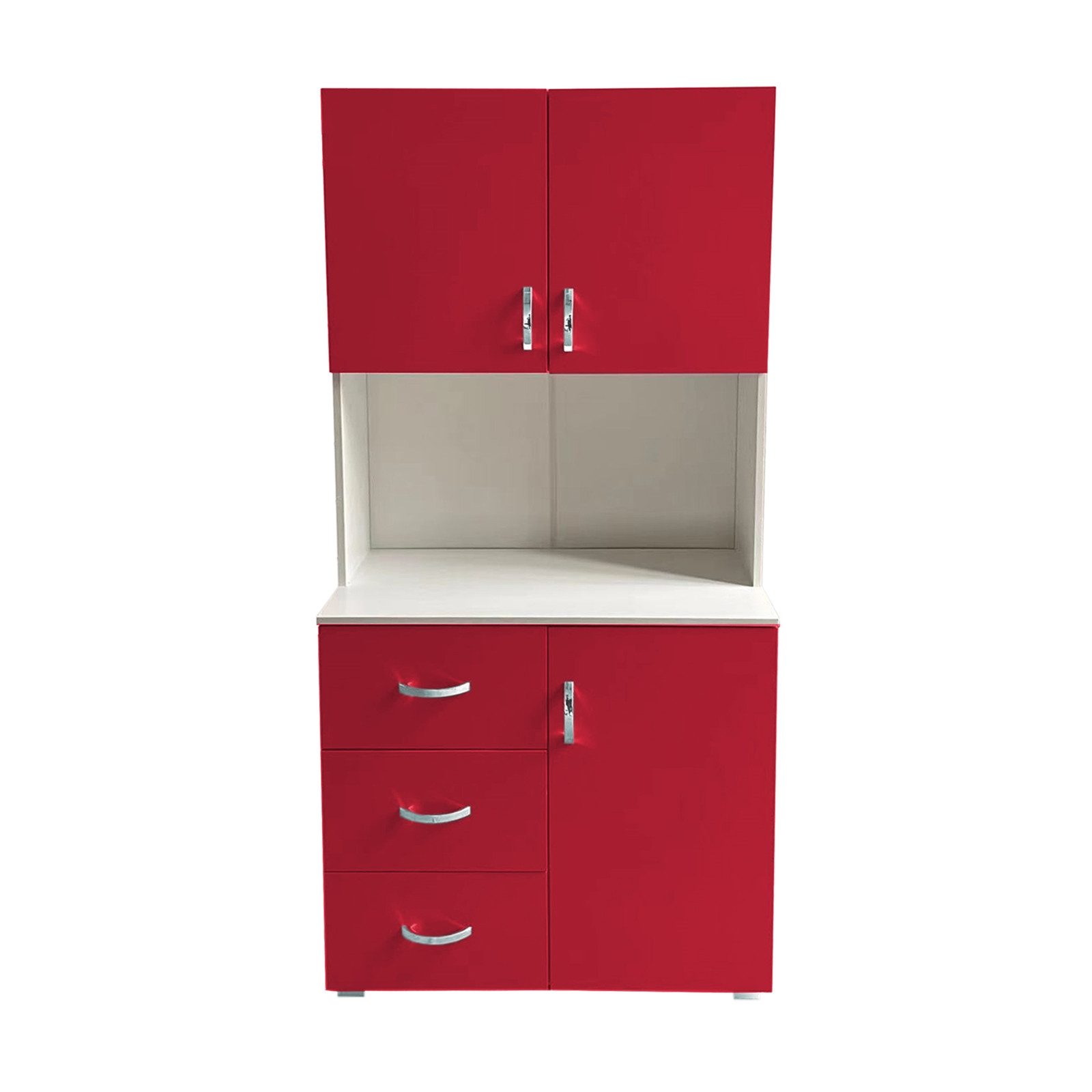 HTI-Living Küchenbuffet Küchenschrank Blanca Rot Weiß (Stück, 1-St., 1 Schrank) Küchenbuffet 6 Regalfächer 3 Schubladen