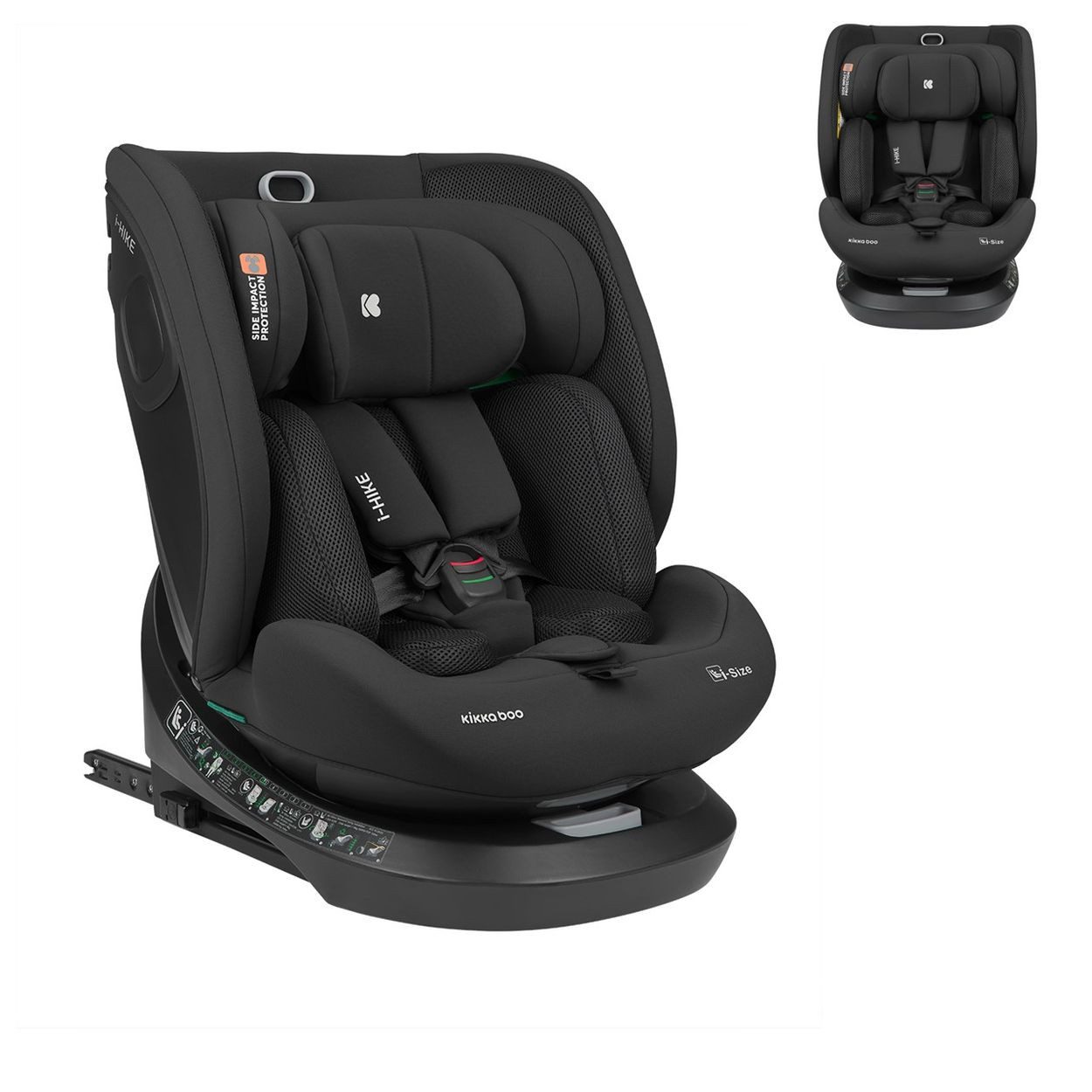 Kikkaboo Autokindersitz i-Hike Isofix 40-150cm, ab: 0, bis: 12, 360° drehbar, verstellbar, i-Size, Polyester, Sicherheitsgurt