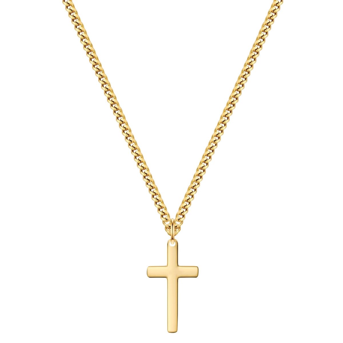 Edelstahlkette Kreuz gelbgold