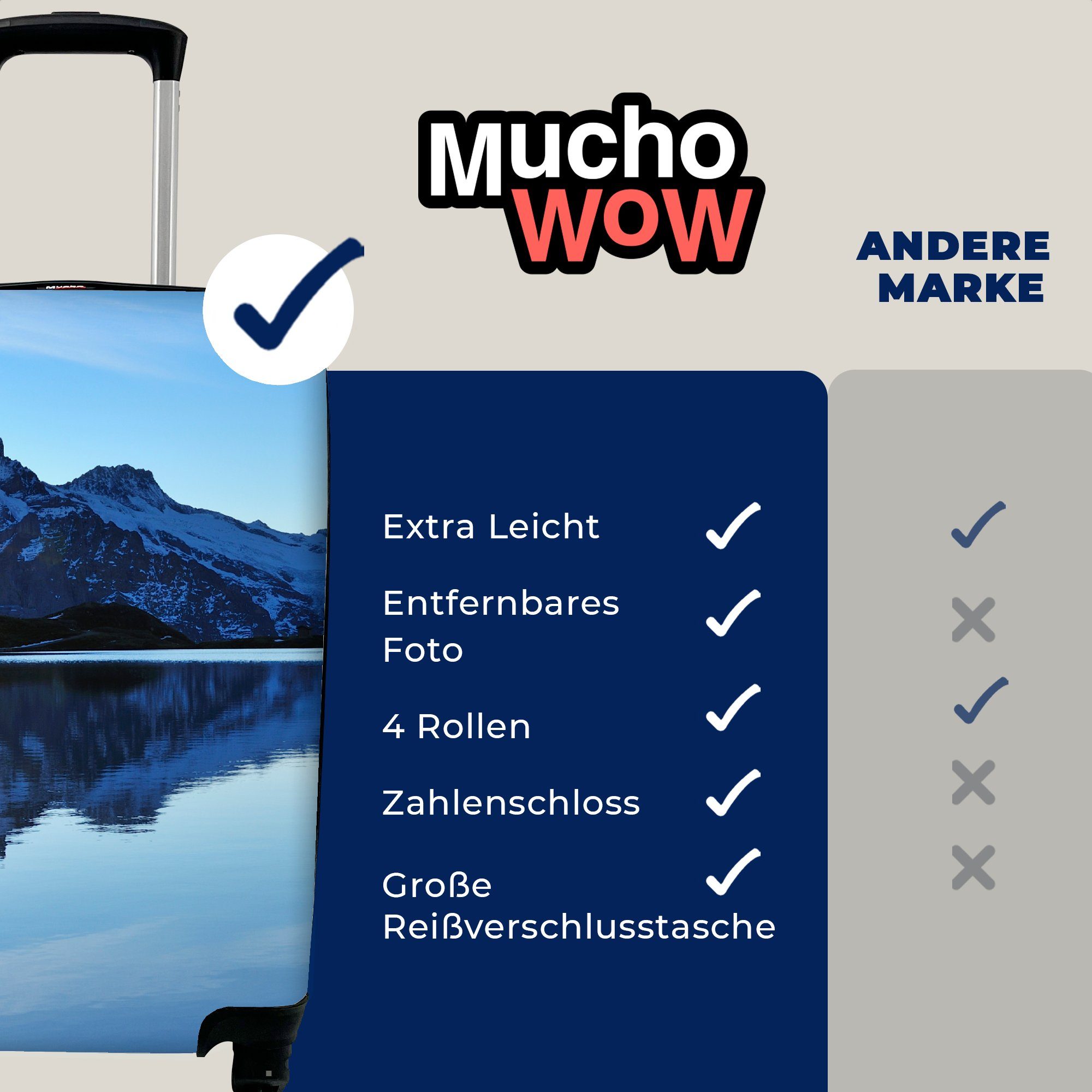 Reisetasche rollen, Handgepäckkoffer - Alpen mit Rollen, - für - 4 Berg Handgepäck Trolley, Reisekoffer MuchoWow Wasser Schnee, Ferien,