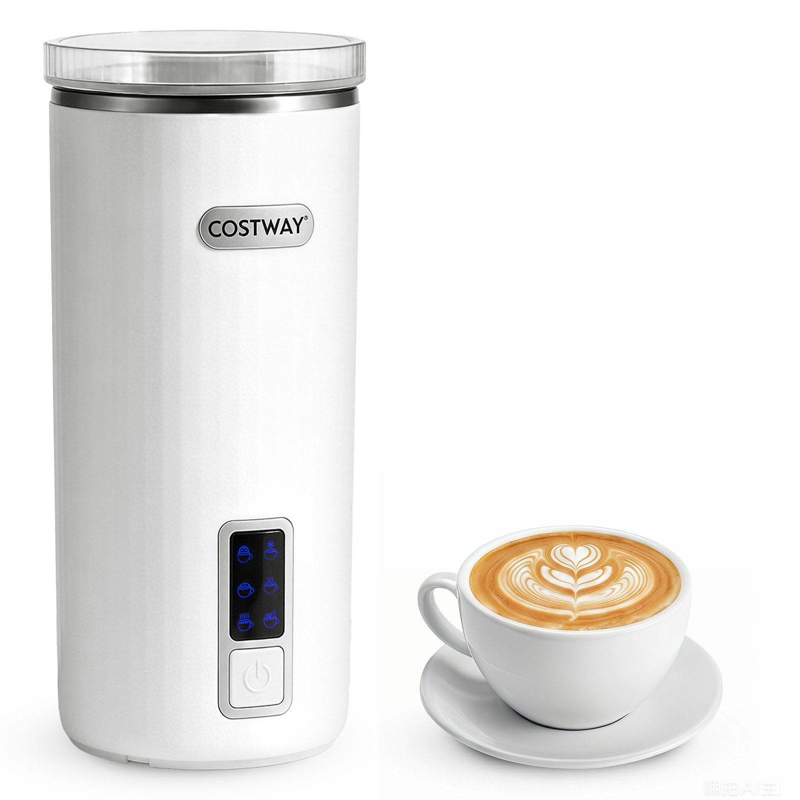 COSTWAY Milchaufschäumer, 400 W, 6 in 1 Milchschäumer elektrisch, Edelstahl