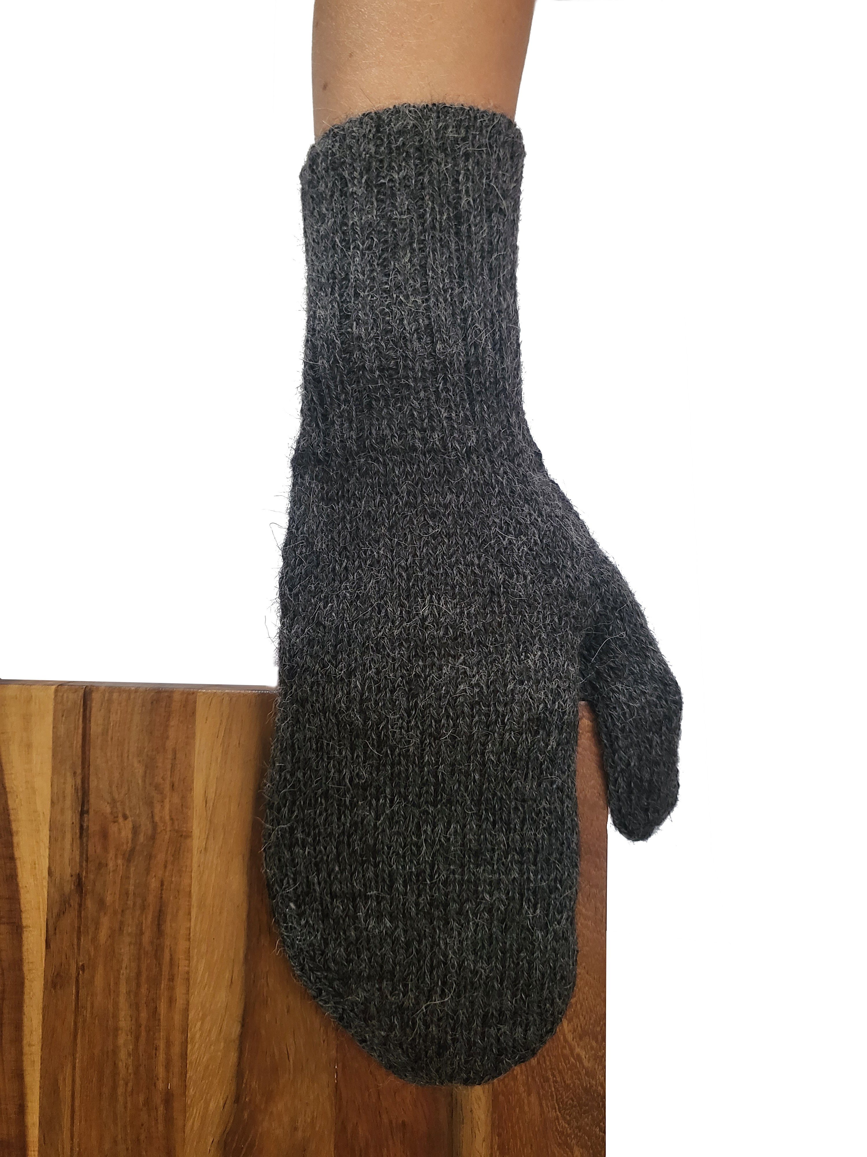 Posh Gear Fäustlinge Alpaka Handschuhe Pugnoguanti Damen Herren aus 100% Alpakawolle dunkel grau