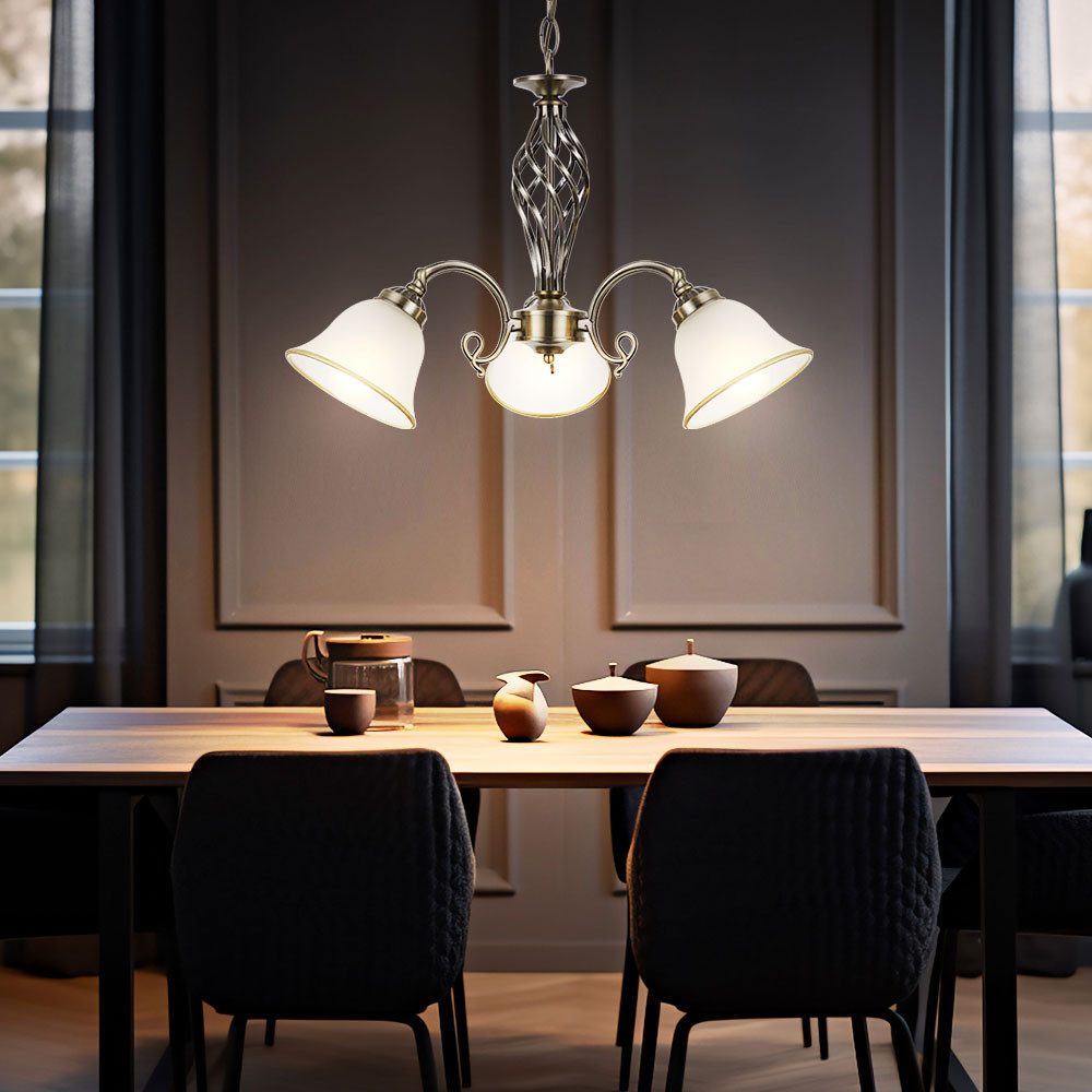 GLOBO LIGHTING Kronleuchter, Leuchtmittel nicht inklusive, Hängelampe Hängeleuchte Kronleuchter Glasleuchte Esszimmer Lampe