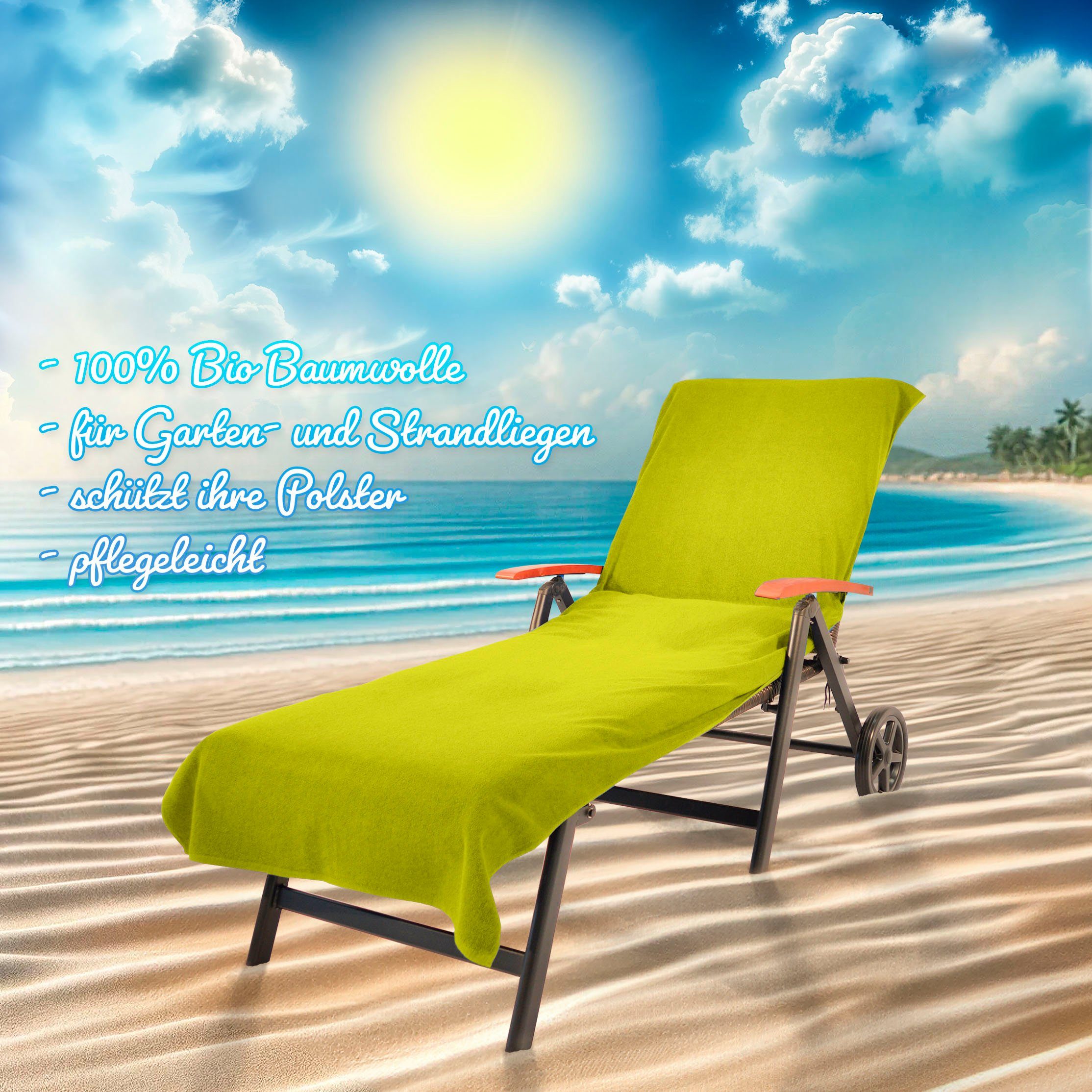KiNZLER Strandtuch Frottee-Liegenbezug, 100% Baumwolle, Schonbezug für Gartenliegen, Walkfrottee (1-St), Liegen-Handtuch, Uni Farben, 78x200 cm, auch als 2er Set