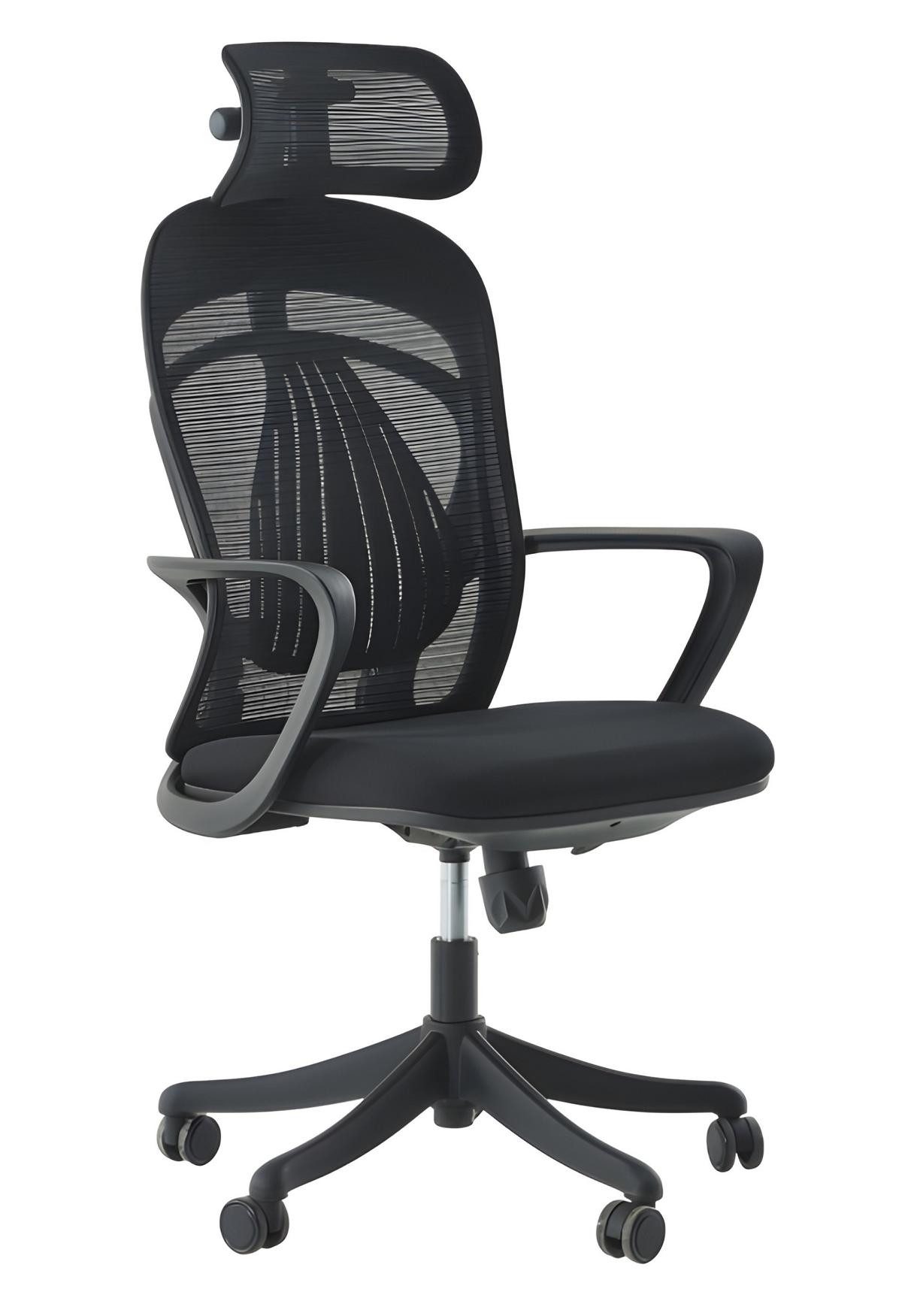 JVmoebel Schreibtischstuhl JVMoebel Bürostuhl mit Kopfstütze und Mesh-Rückenlehne in Schwarz (1 St), Made in Europa
