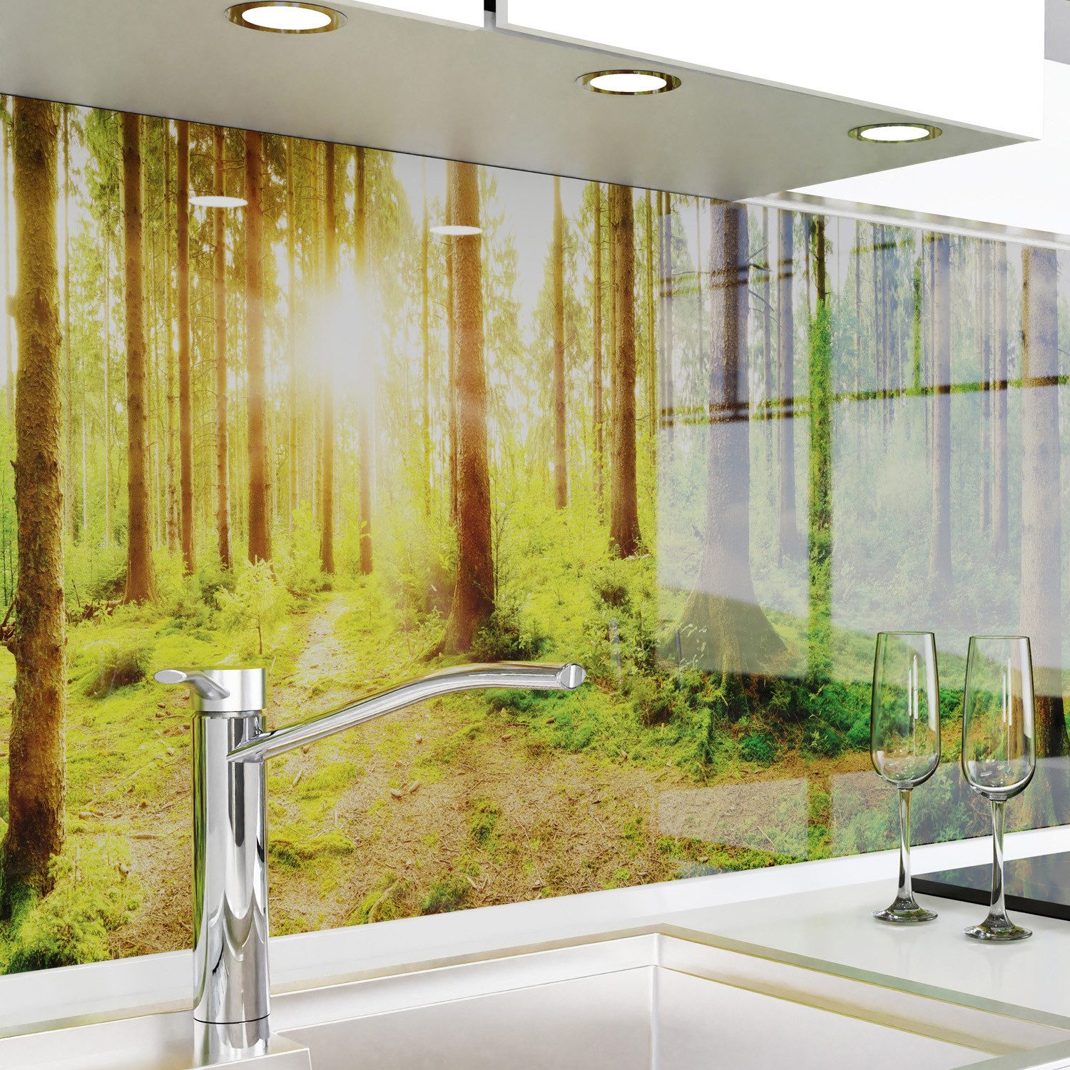 danario Küchenrückwand Folie selbstklebend, Glasoptik, Spritzschutz Küche, ablösbar - 0,8 mm