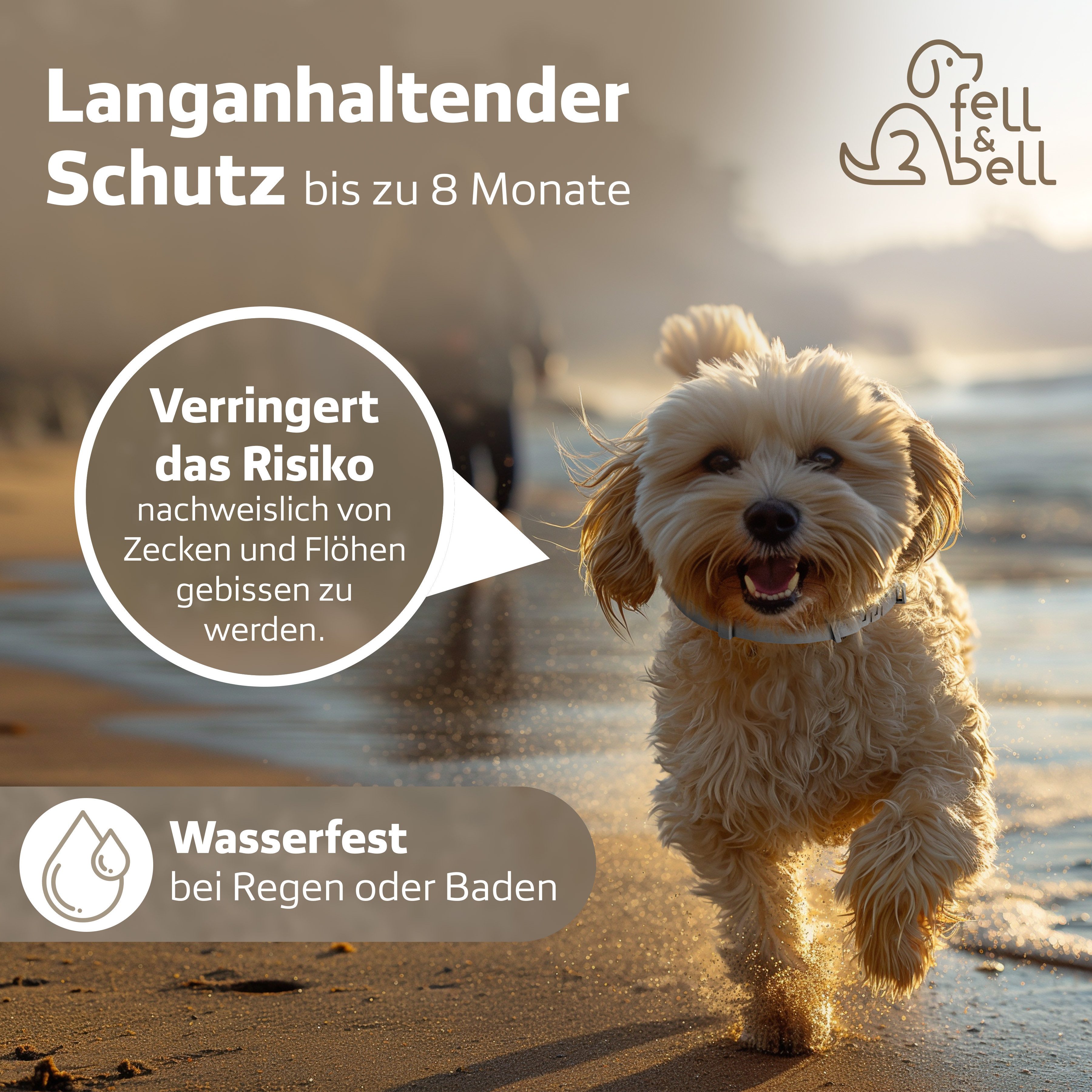 fell&bell Zeckenhalsband Set, Natürliche Inhaltsstoffe, für alle Hunde geeignet,leichte Anwendung