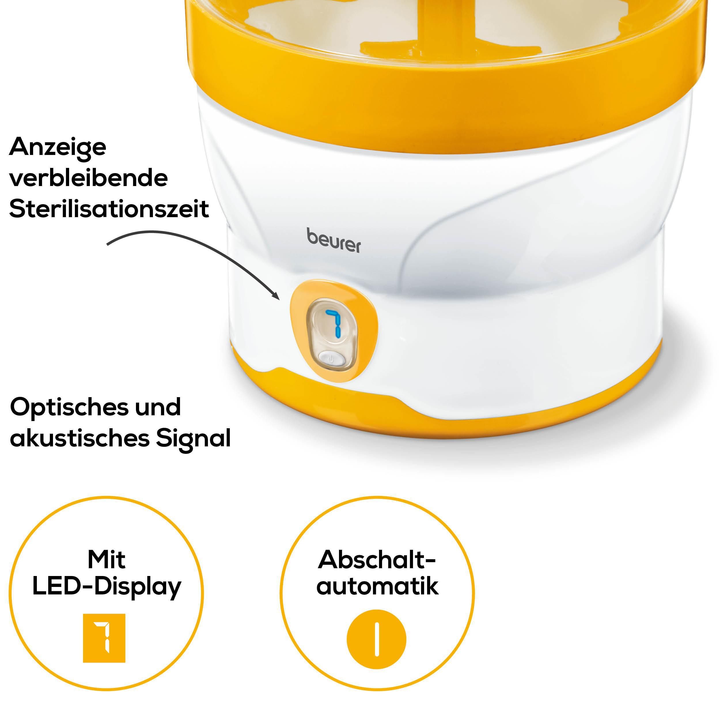 BEURER Dampfsterilisator BY 76 zur Beseitigung von Haushaltsbakterien, Desinfiziert 6 Fläschchen und Zubehör in 7 Minuten – Bild 4 von 5