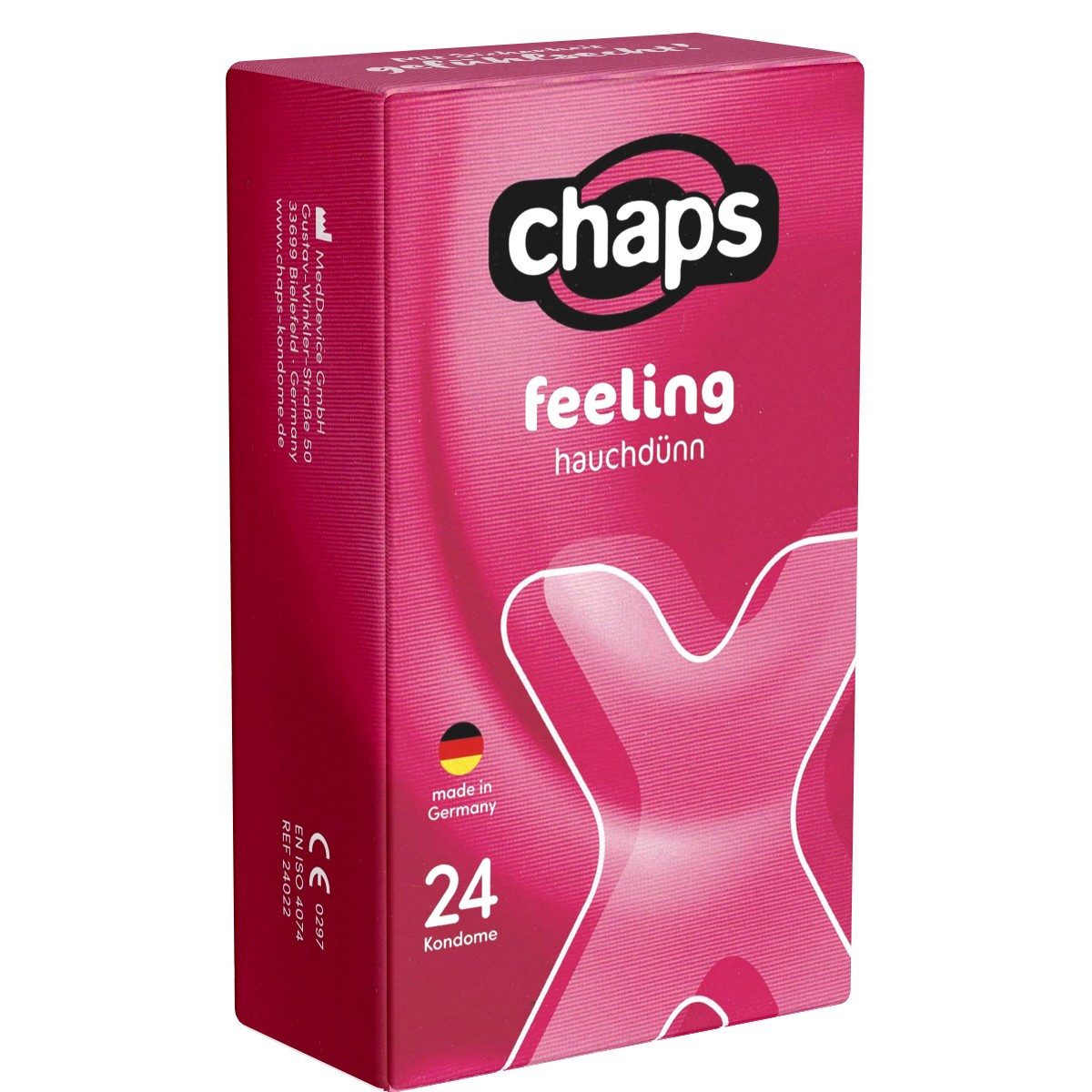 Chaps Kondome Feeling (Hauchzart, Ros) hauchzarte Kondome, Packung mit, 24 St., extra dünne Kondome für mehr Gefühl, unvergleichlich zarte Kondome