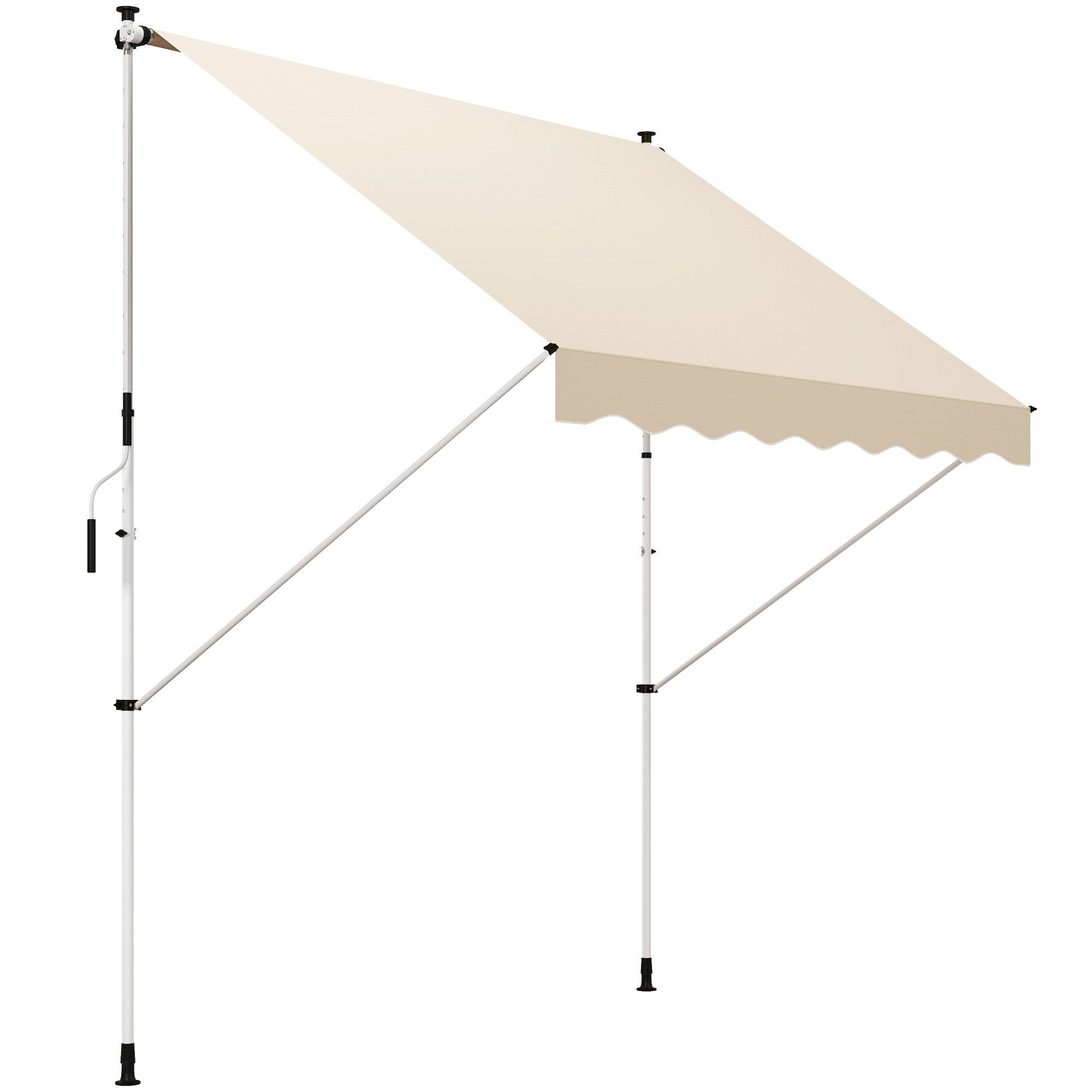 CHICFURN Sonnenschirm Markise 300x150 cm höhenverstellbar, UPF 50+, LxB: 300x150 cm, Packung, Klemmmarkise Faltarm Sonnenschutz mit Handkurbel Alu Beige für Balkon