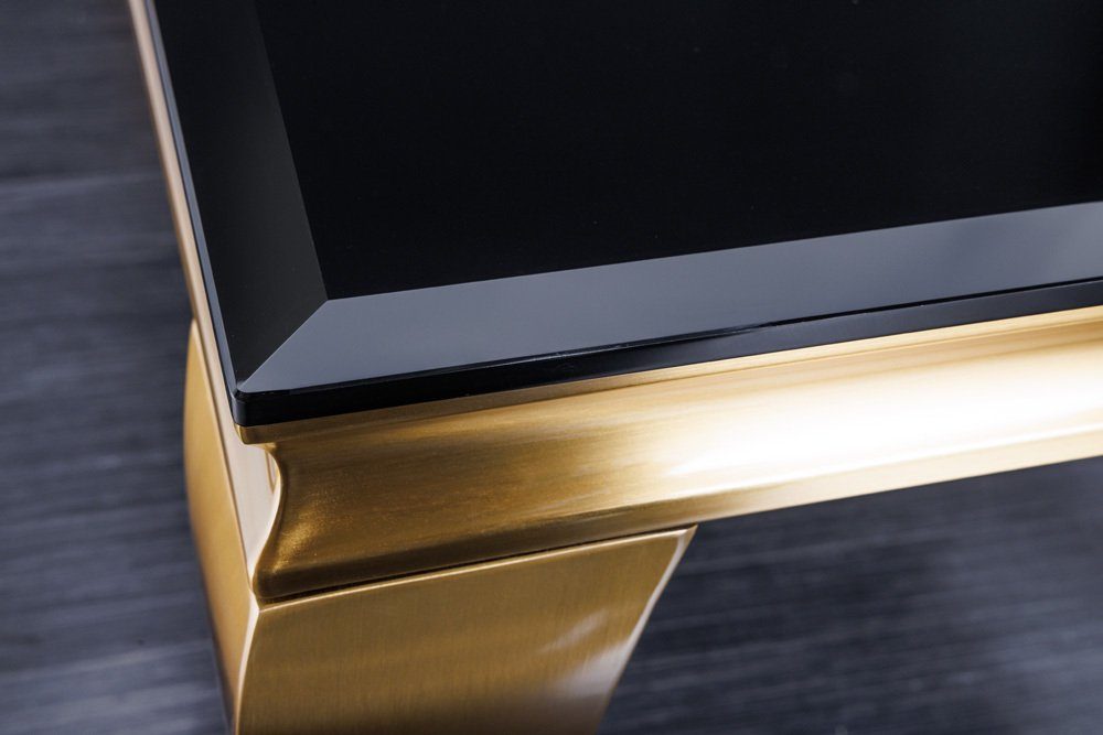 gold BAROCK Couchtisch · Glasplatte · Edelstahl eckig schwarz / Wohnzimmer 100cm MODERN (Einzelartikel, riess-ambiente 1-St), ·