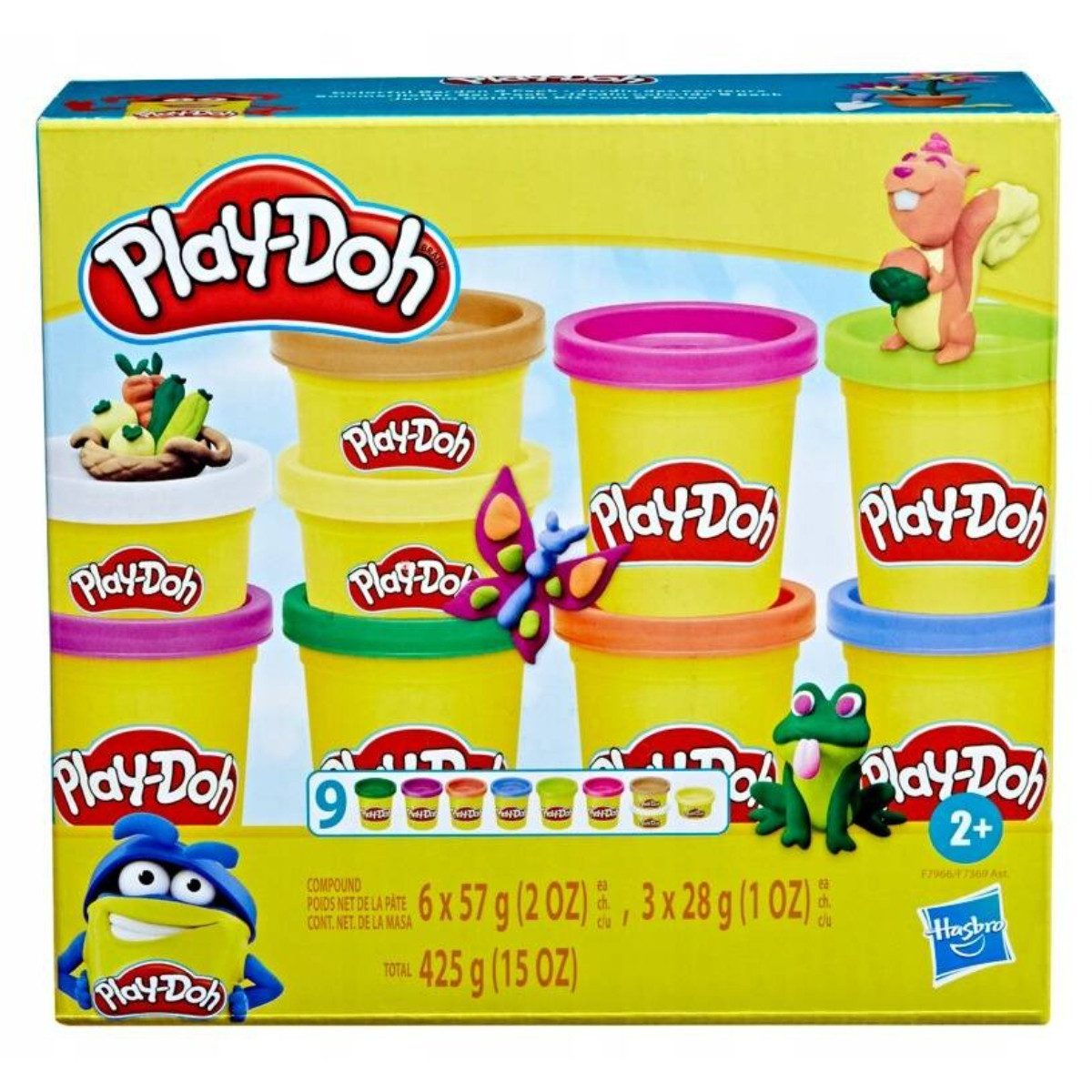 Play-Doh Knete Hasbro Play-Doh Knete Modelliermasse 6×57 g + 3×28 g, bunter, Set (9 teilig, 9-tlg., 426g), 9er Pack