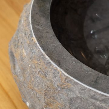 wohnfreuden Aufsatzwaschbecken Marmor Waschbecken DONAT 45 cm rund schwarz (Kein Set), 57_758