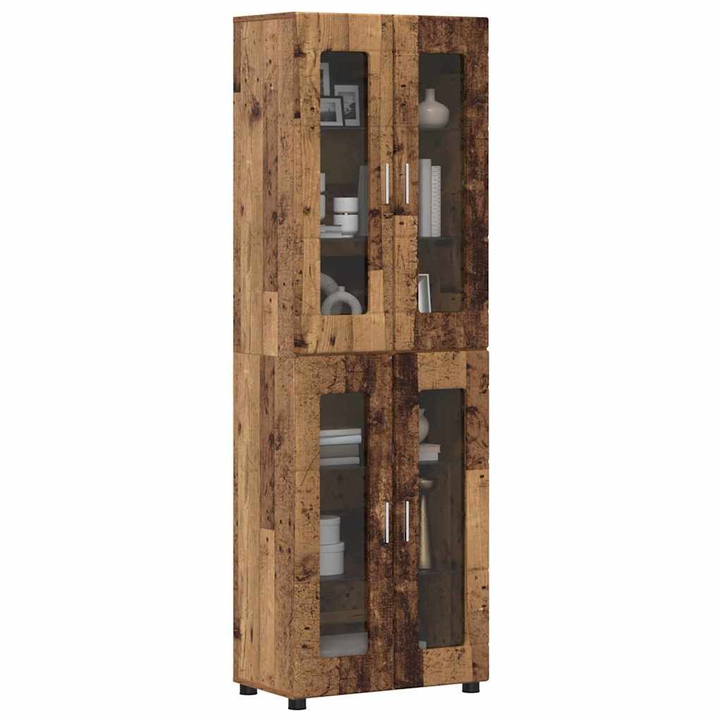 vidaXL Wohnzimmer-Set Highboard mit Tür FLORIN Altholz 60 x 35 x 182 cm Holzwerkstoff, (1-St)