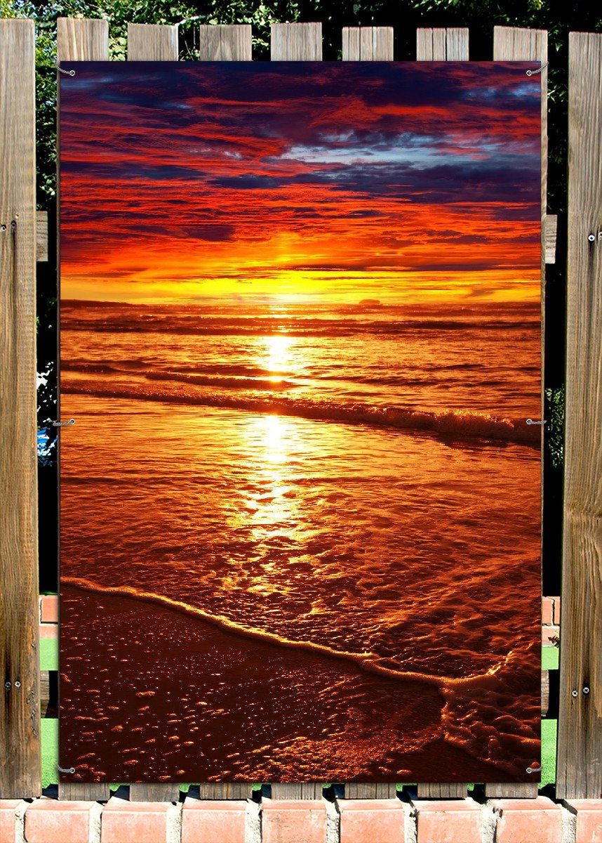 Thumbnail - Wallario Sichtschutzzaunmatten Farbenfroher Sonnenuntergang über dem Meer II