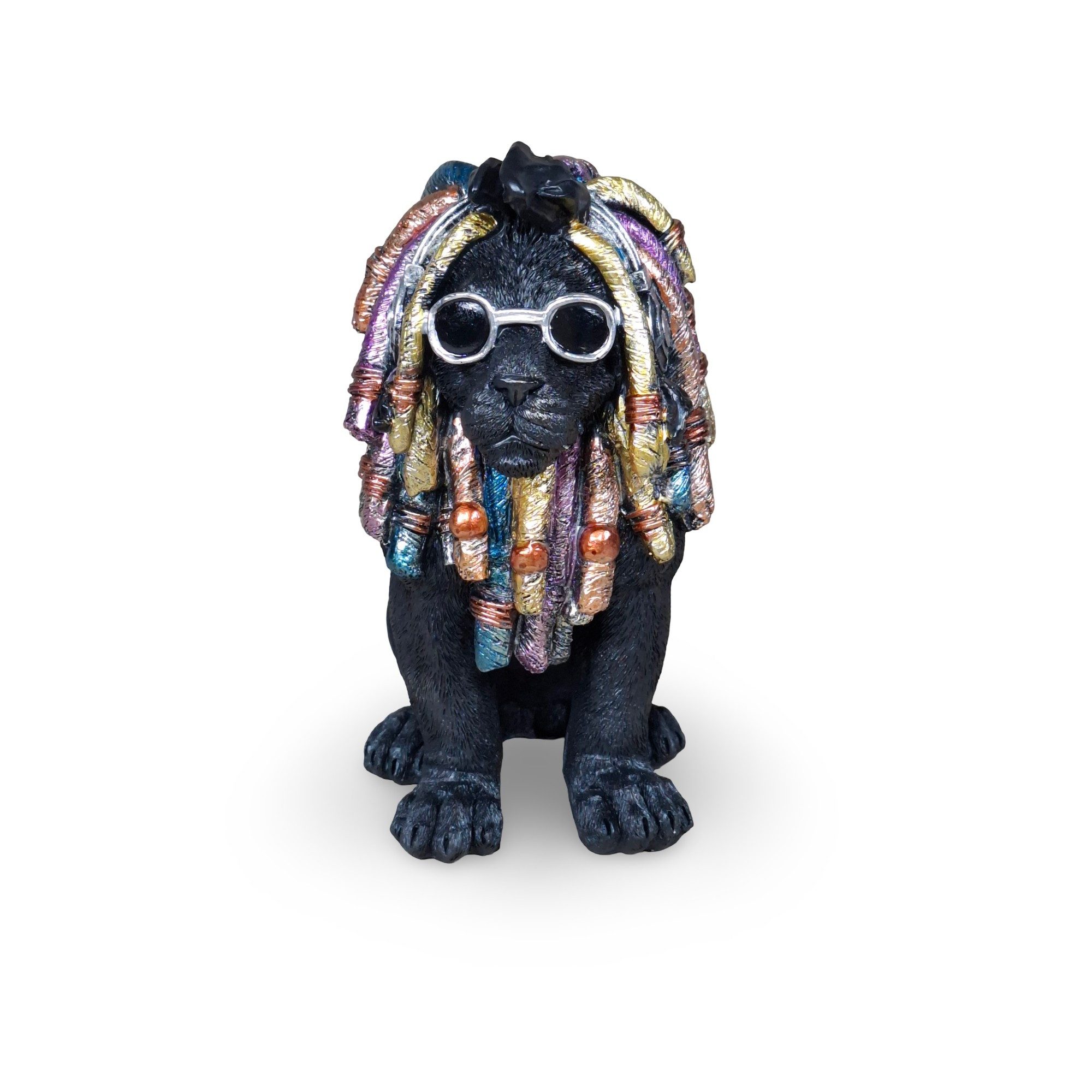 colourliving Dekofigur Deko Hund Rasta Bob – Hundefigur aus Polyresin, 2 Größen und Farben (sitzend), handbemalt