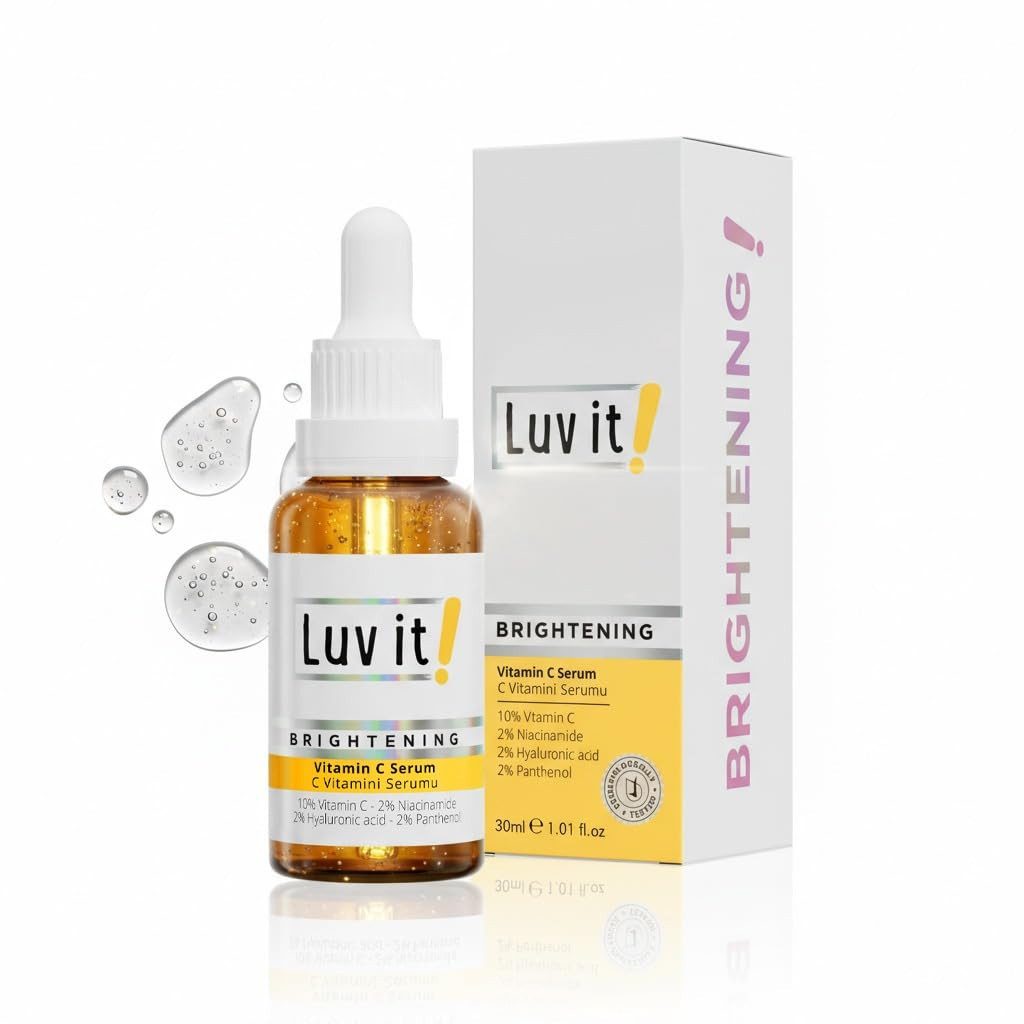Luv it! Gesichtsserum Vitamin C Serum 10% –Gesichtsserum mit Niacinamid, gegen Pigmentflecken & Pickelmale – für strahlende, ebenmäßige Haut, 30 ml, 1-tlg., Hyaluronsäure & Panthenol