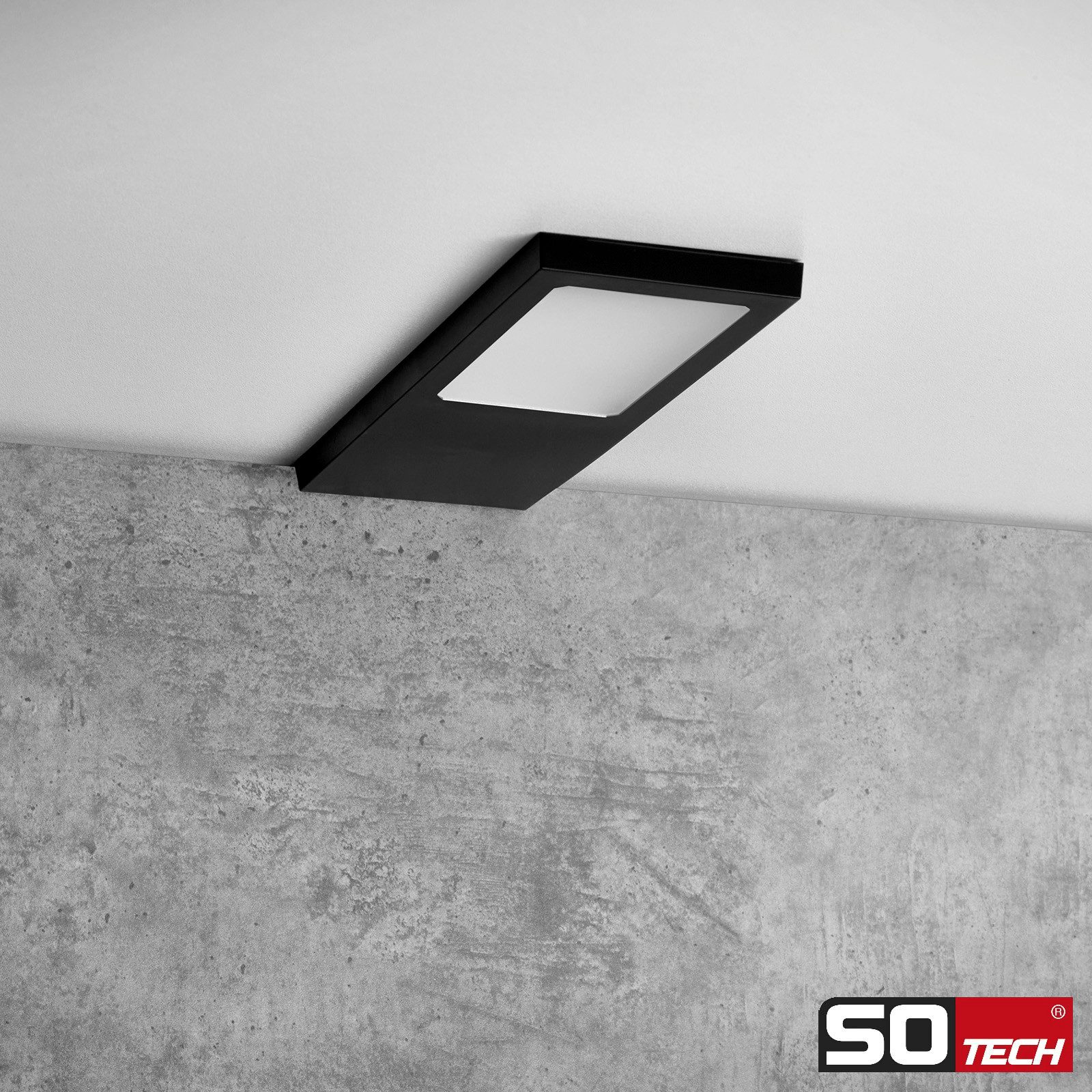 SO-TECH® LED Unterbauleuchte LED Möbelleuchte GIULIA II, stufenlos dimmbar, LED fest integriert, Neutralweiß, 1 Leuchte neutralweiß ohne Sensor, schwarz