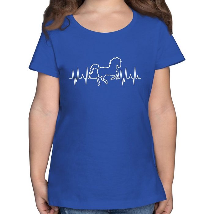 Shirtracer T-Shirt Pferd Herzschlag - weiß - Tiermotiv Animal Print - Mädchen Kinder T-Shirt herzschlag pferd t shirt kinder - kindershirt pferde