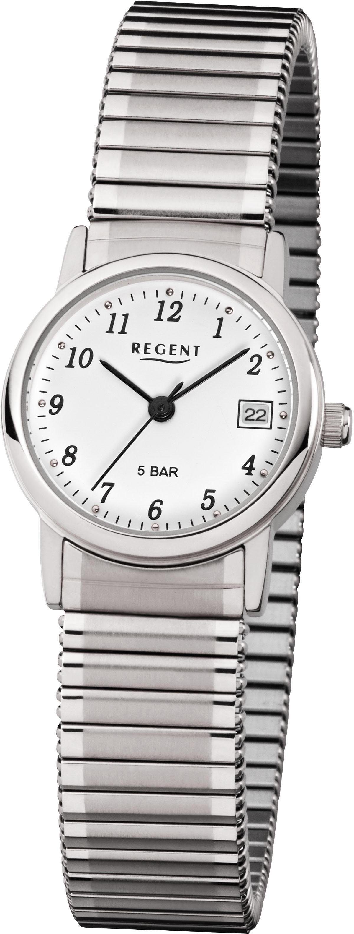 Regent Quarzuhr 7610.40.99, F888, Armbanduhr, Damenuhr, mit Zugband, Datum