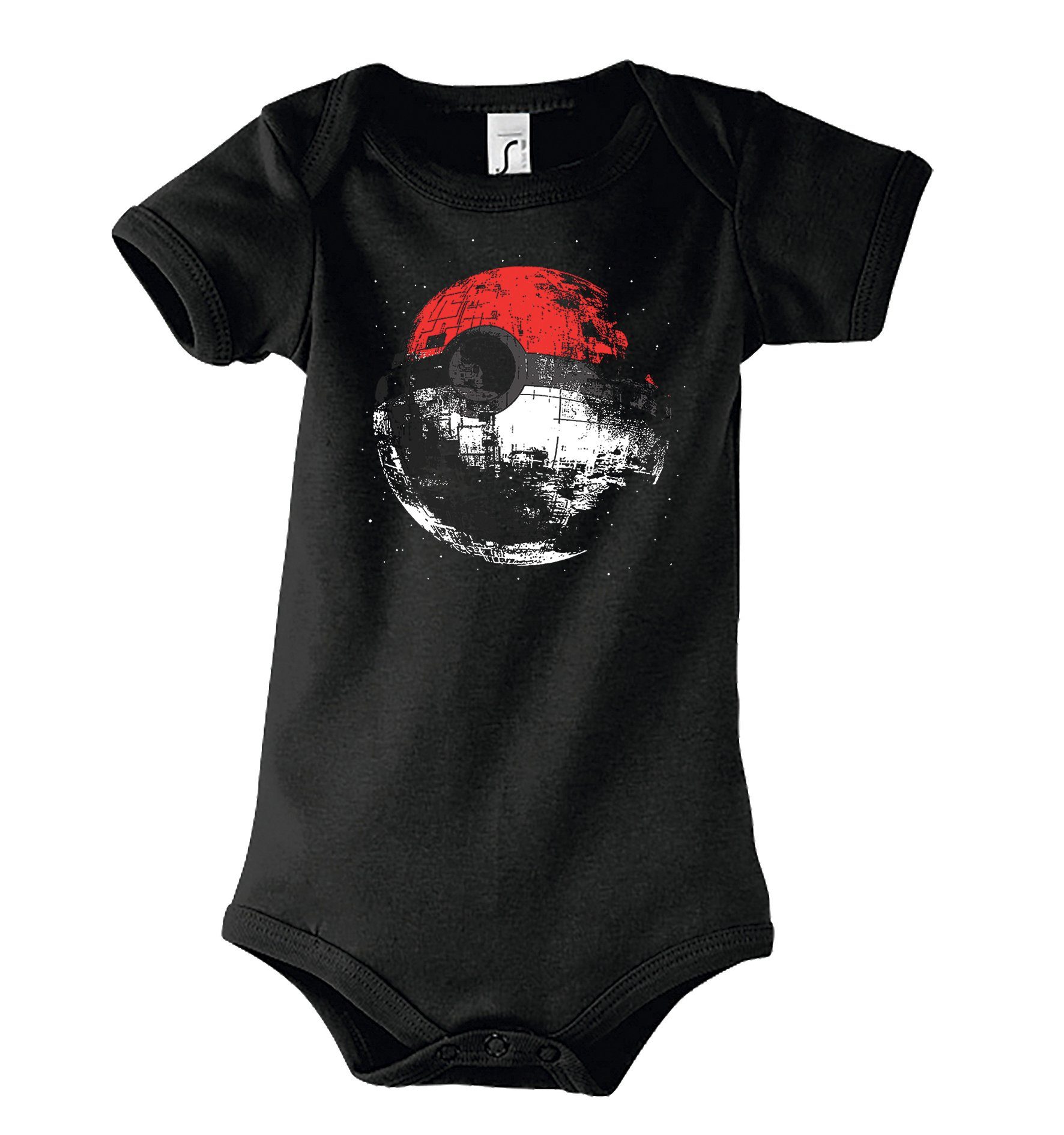 Youth Designz Kurzarmbody Poke Stern Ball Baby Strampler Body in tollem Design, mit Frontdruck Schwarz