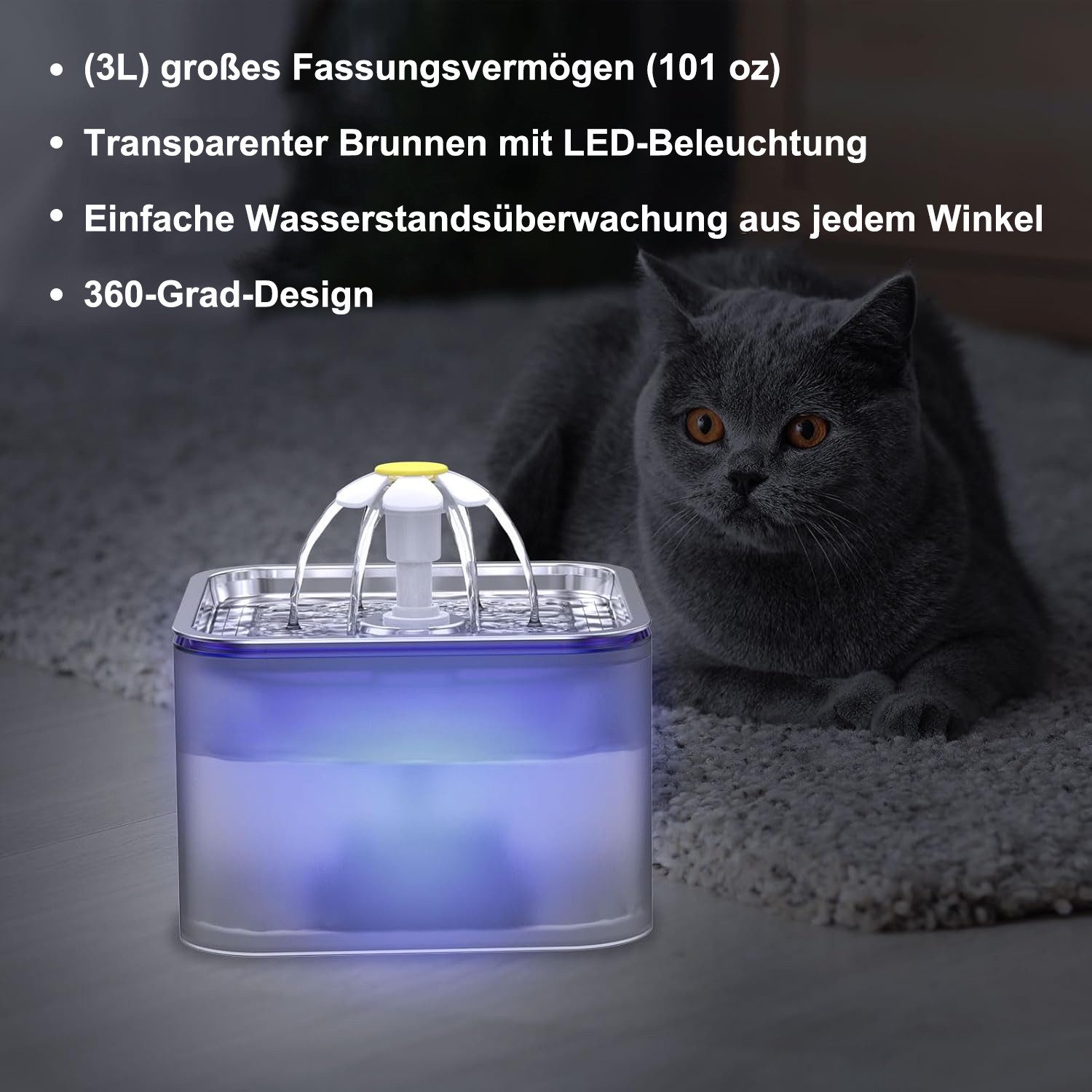 Refined Living Trinkbrunnen Katzenbrunnen Edelstahl 3L günstig online kaufen