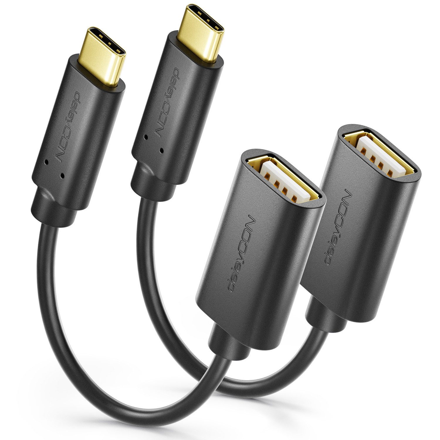 deleyCON deleyCON 2x USB-C auf USB-A OTG Adapter für iPhone 16/15, iPad, Smartphone-Adapter