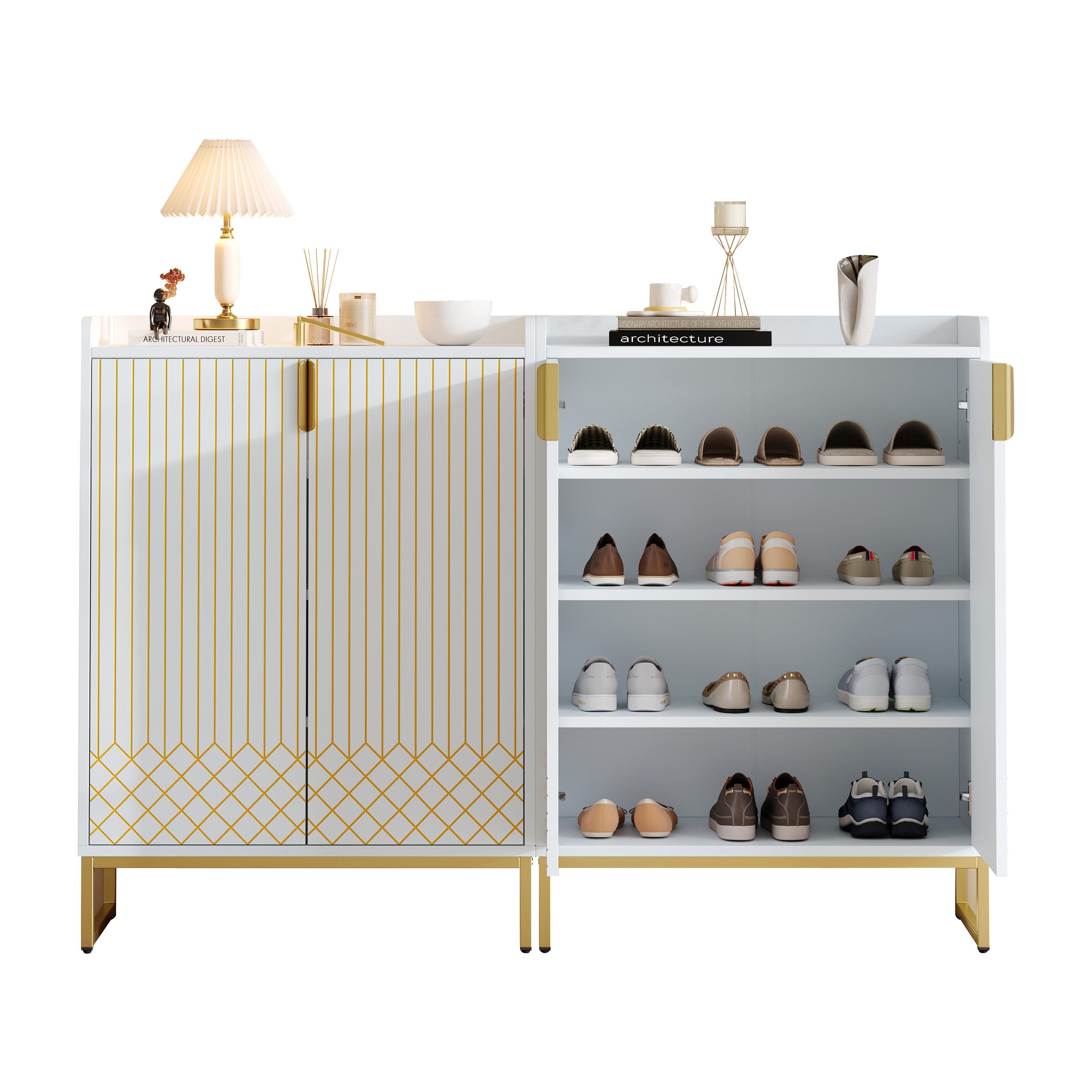 OKWISH Schuhschrank mit goldenen Metallbeinen (Aufbewahrungsschrank, günstig online kaufen