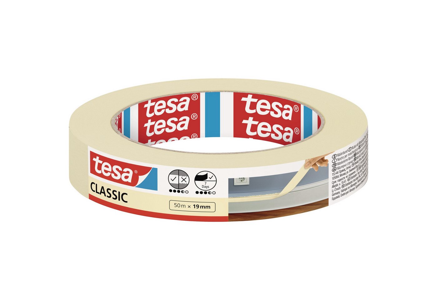 Thumbnail - tesa Klebestreifen tesa Kreppband Classic Nr. 52803-00000, 19mmx50m, beige