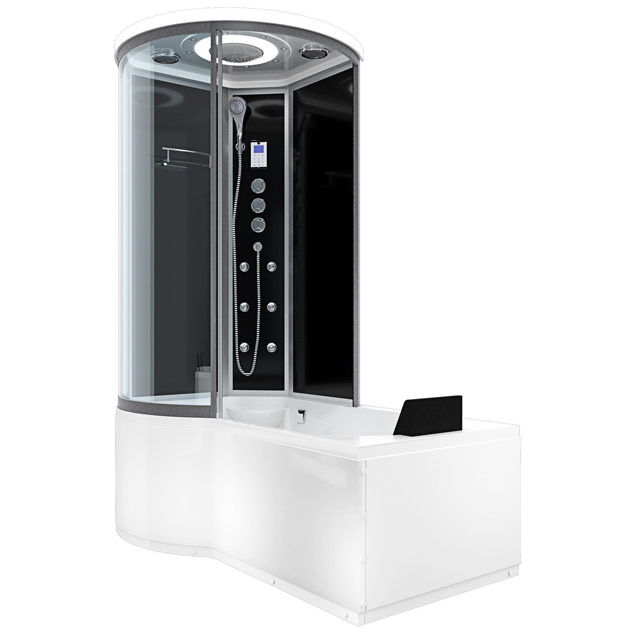 AcquaVapore Grossraumdusche Wanne Dusche Kombination sw K55-R33 100x170, Sicherheitsglas ESG, Integrierte Massagedüsen, Moderner Touchscreen, Rutschsicher, Schnelle