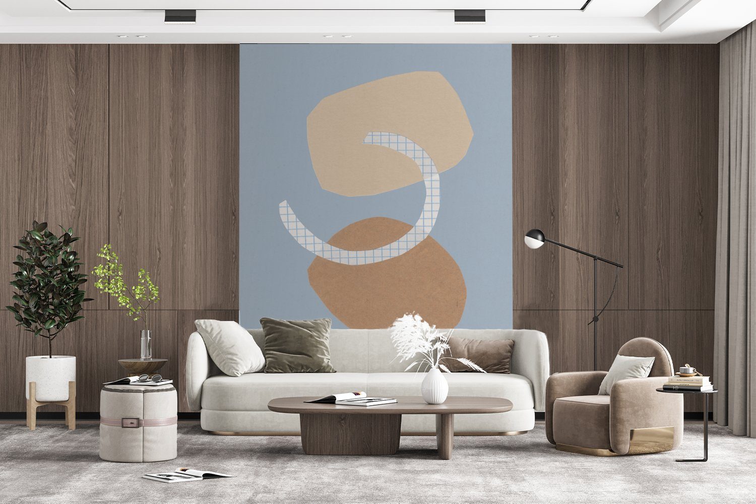 Tapete Quadrate bedruckt, (4 Montagefertig Formen Matt, Abstrakt, St), Vinyl Wandtapete für Wohnzimmer, - Pastell - Fototapete MuchoWow - Blau -