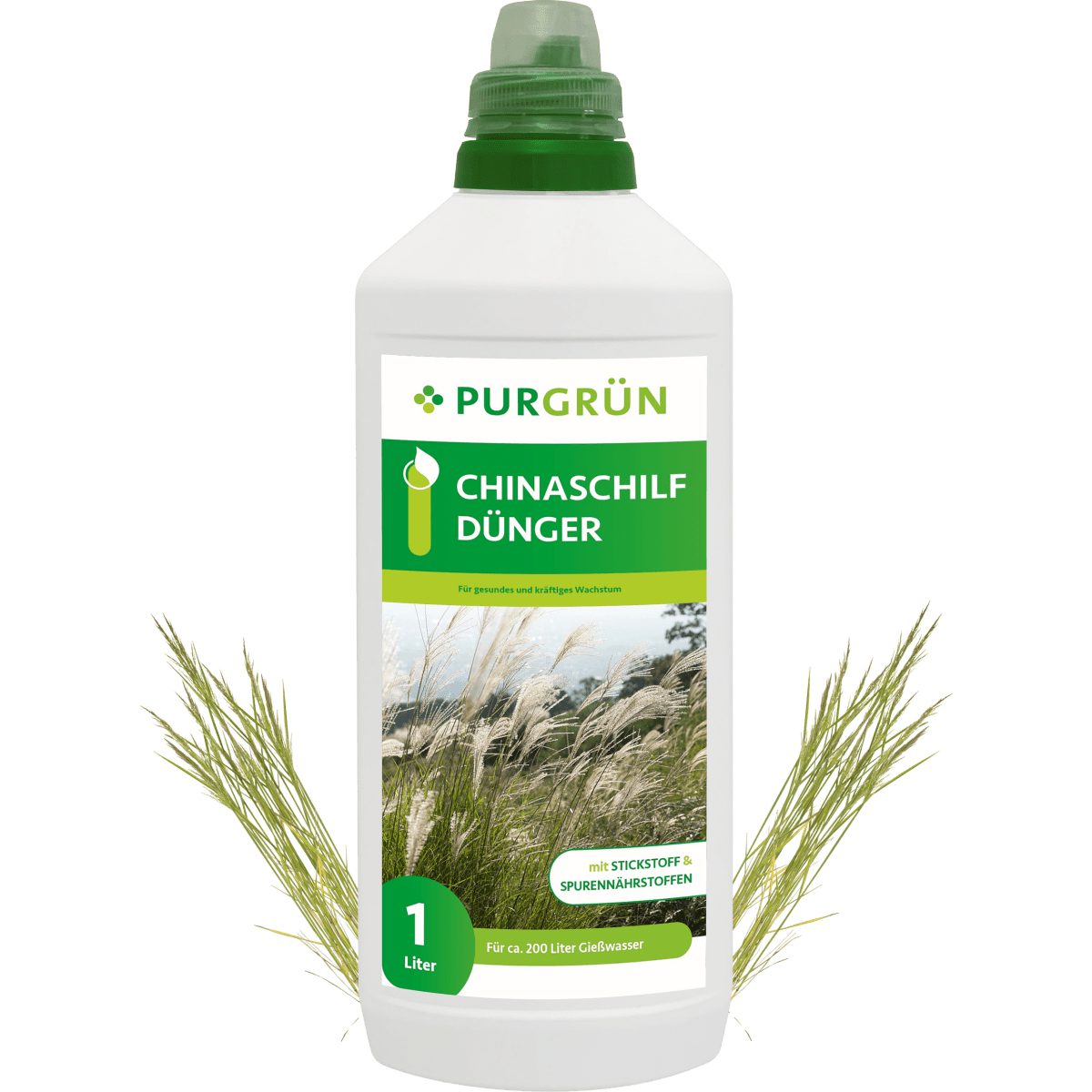 Gartendünger Purgrün Chinaschilf Dünger, NPK 10+4+6, Widerstandskraft, 1L