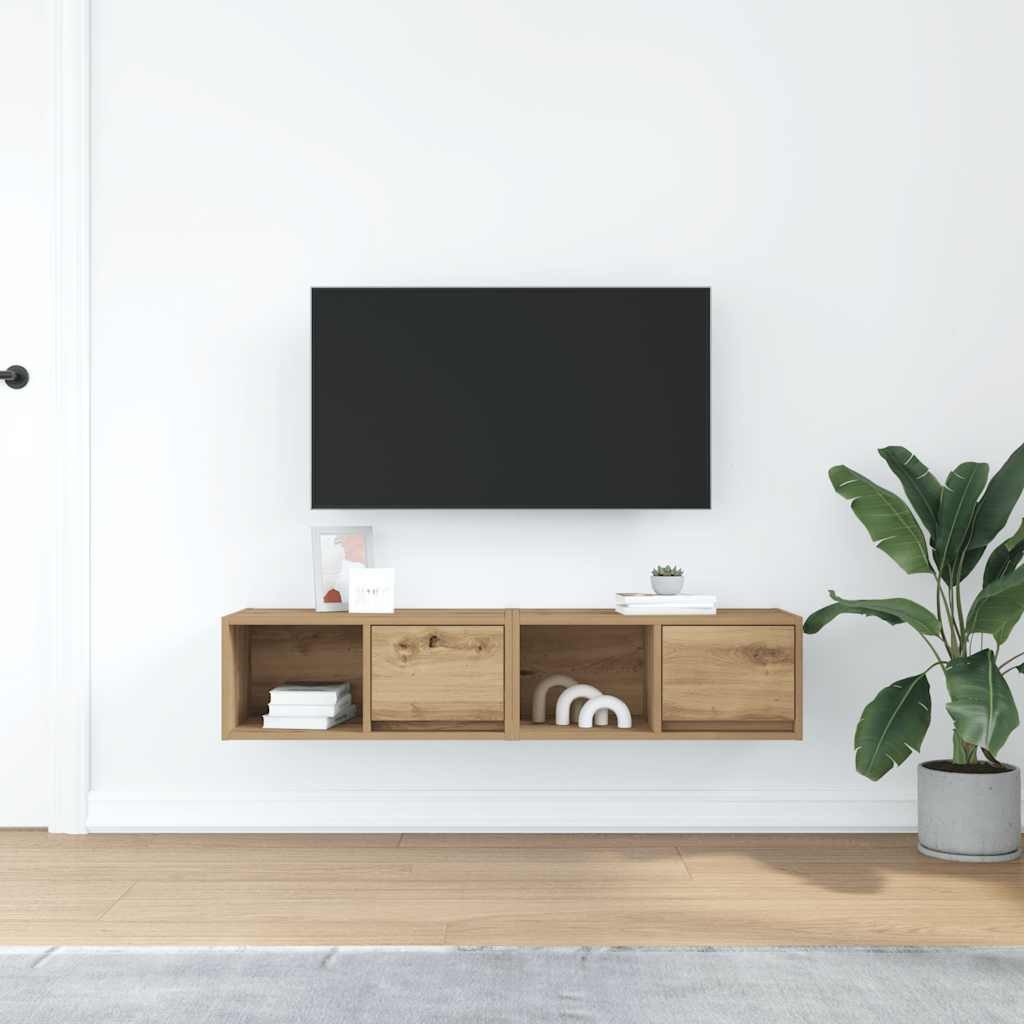 vidaXL TV-Schrank TV-Schränke 2 Stk. Artisan-Eiche 60x31x25,5 cm Holzwerkstoff (2-St)