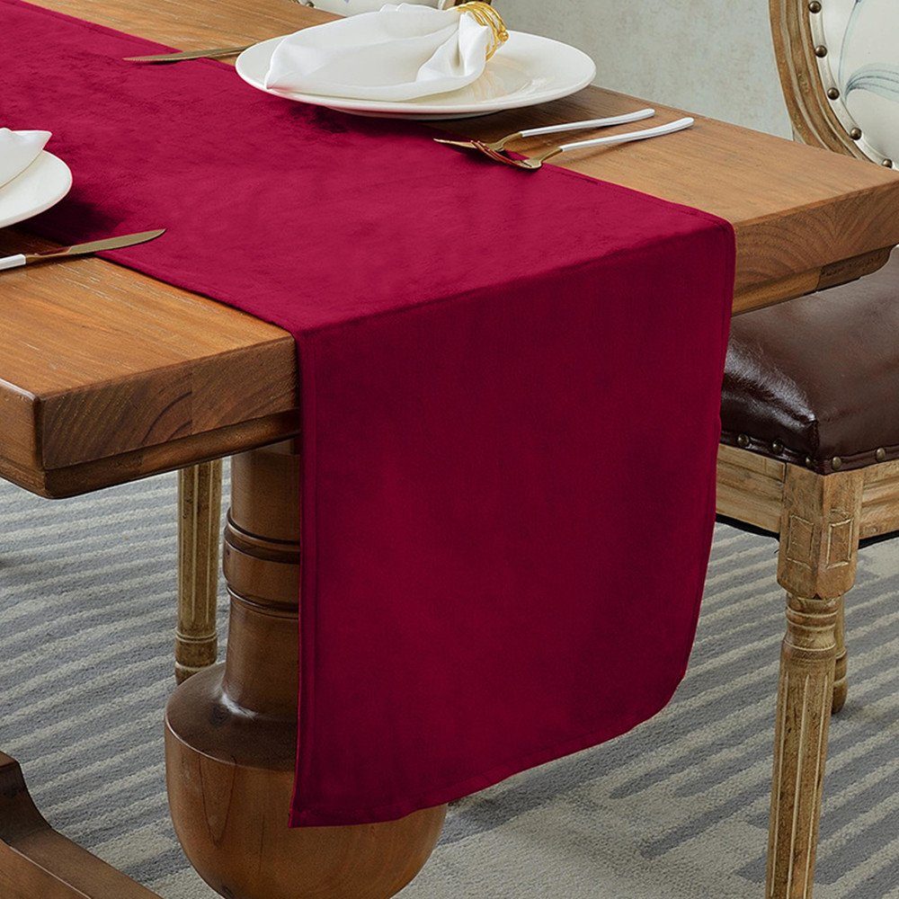 XDeer Tischläufer Tischläufe,Tischläufer Tischdeko Deko Wohnzimmer für, Weihnachten,Hochzeit Tischband (35*180cm) red