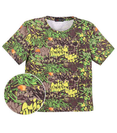 coolismo T-Shirt Print-Shirt für Jungen mit Comic-Camouflage-Motiv aus Baumwolle, Rundhalsauschnitt