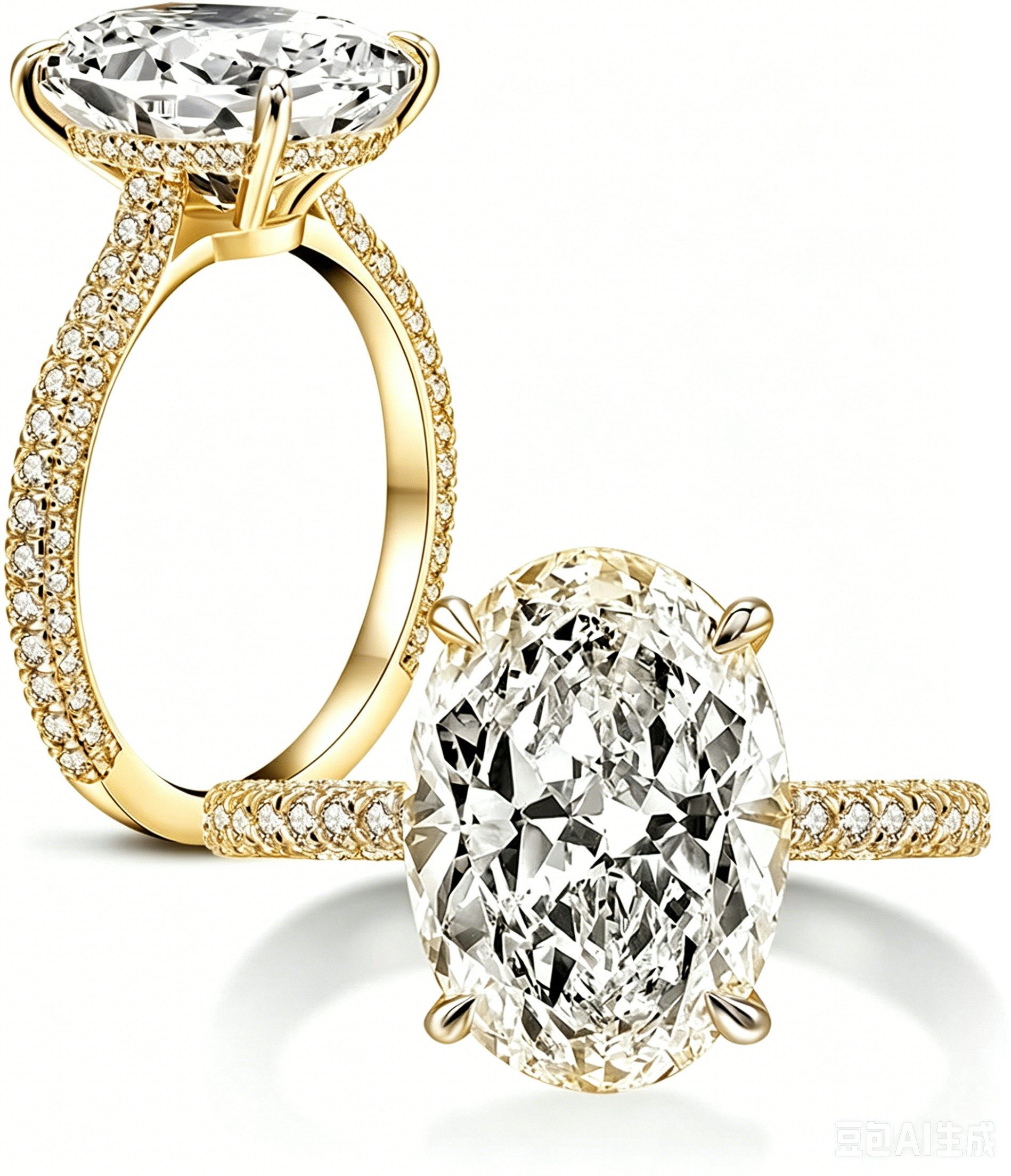 Jumpeak Diamantring Verlobungsring mit 3 Karat ovalem Diamanten aus 14K Gold, Romantisch, hochwertig – edles Schmuckstück für Damen – Bild 2 von 5