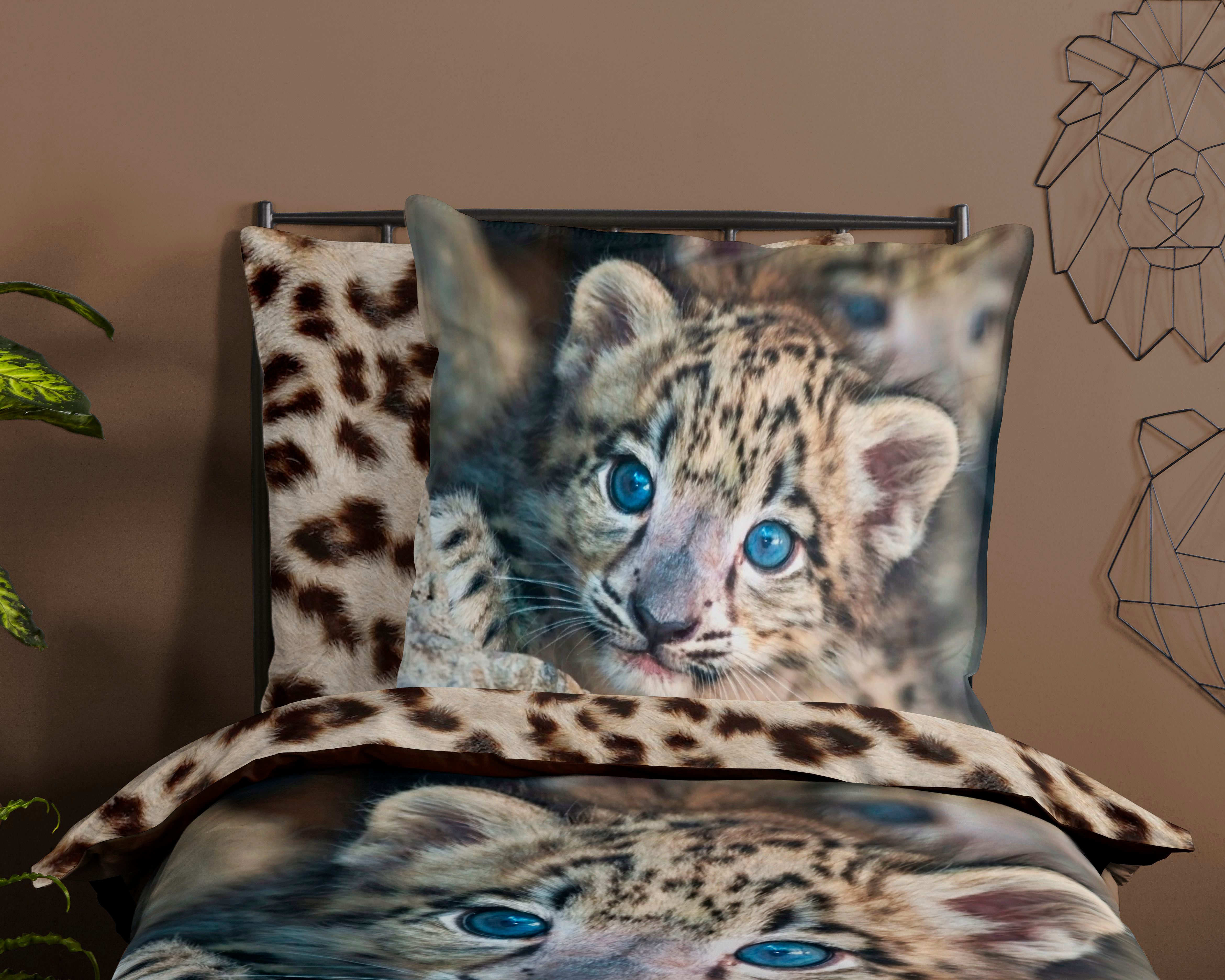 PURE luxury collection Kinderbettwäsche Mascha, Microfaser, 2 teilig, Mikrofaser, 135x200, Pflegeleicht, Reißverschluss, Wende Kind, Leopard – Bild 3 von 5
