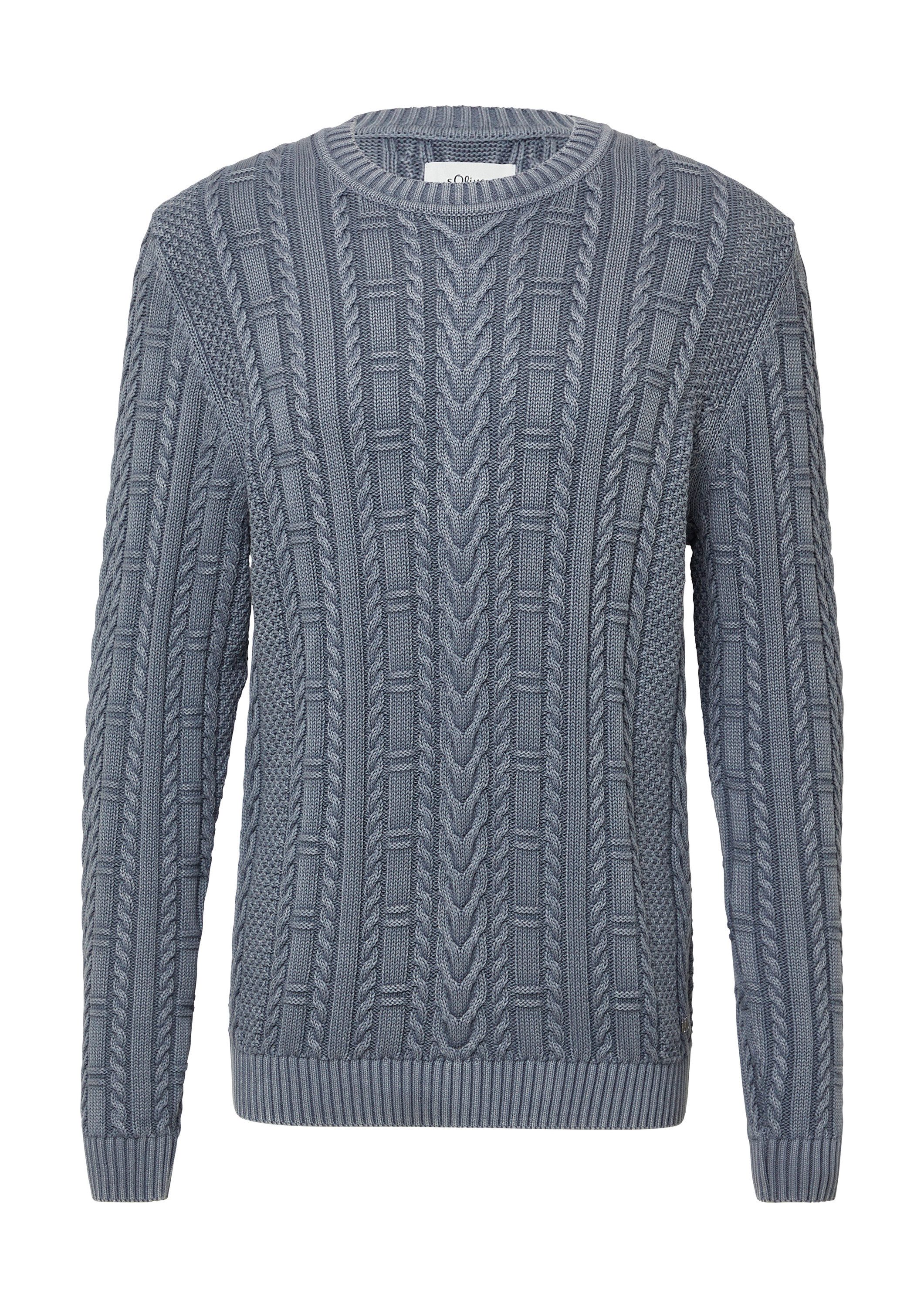 s.Oliver Longpullover Strickpullover Baumwollpullover mit Zopfmuster und Ga günstig online kaufen
