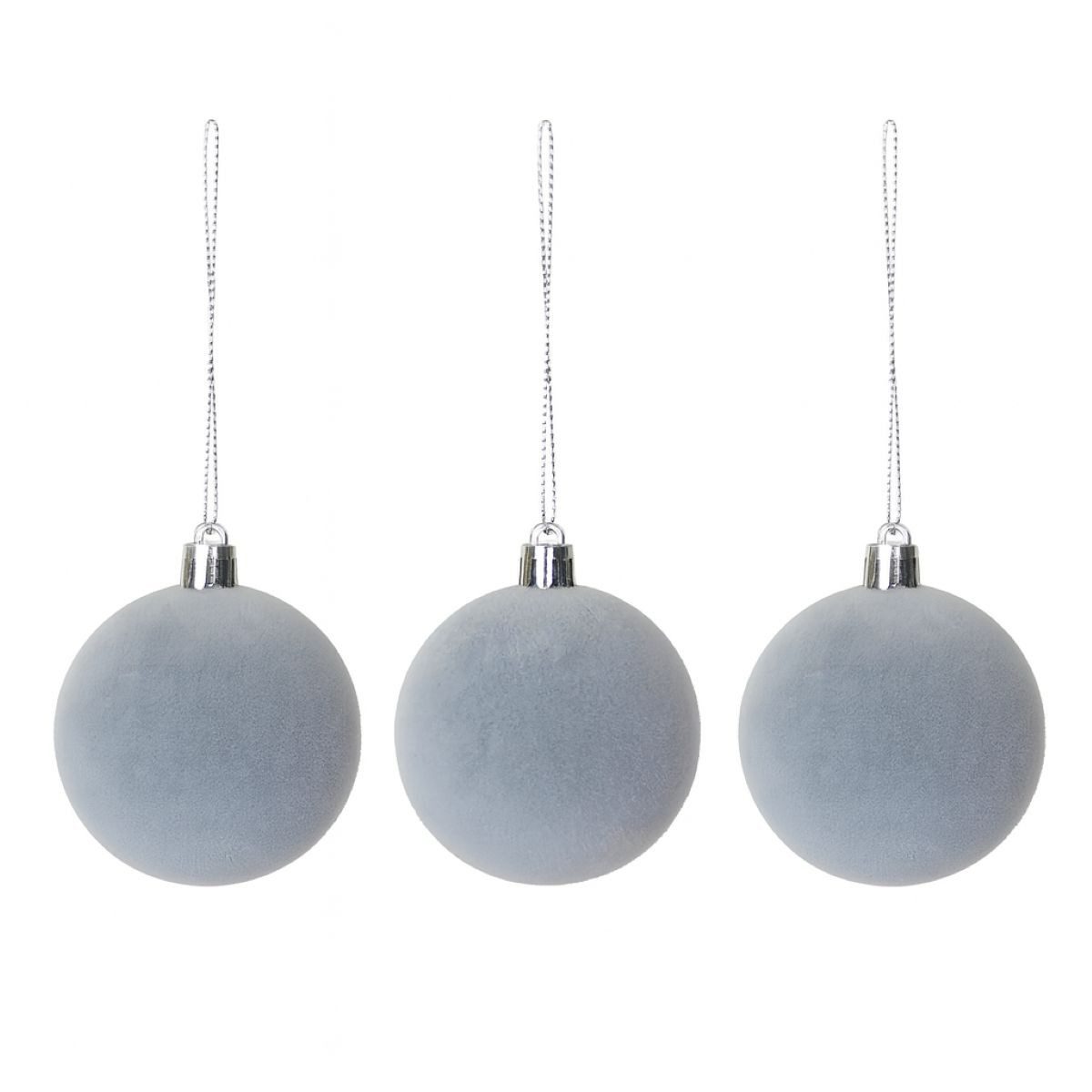 RIFFELMACHER & WEINBERGER Weihnachtsbaumkugel Deko-Samtkugeln, Grau, 3er Set, Ø 6 cm, 60805