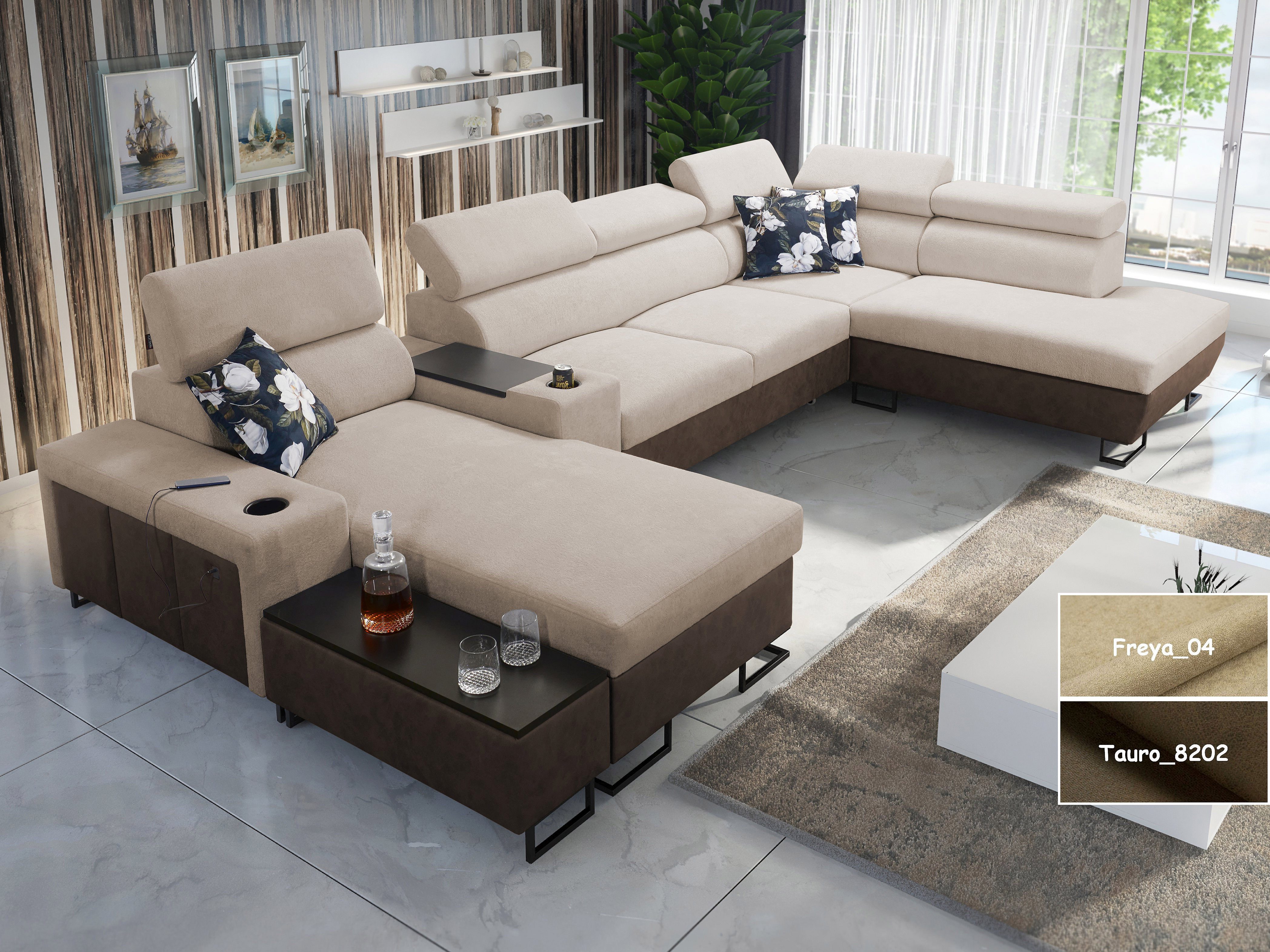 Möbel für Dich Wohnlandschaft in U-Form Melody V, mit Ablagetisch, Barfach, günstig online kaufen