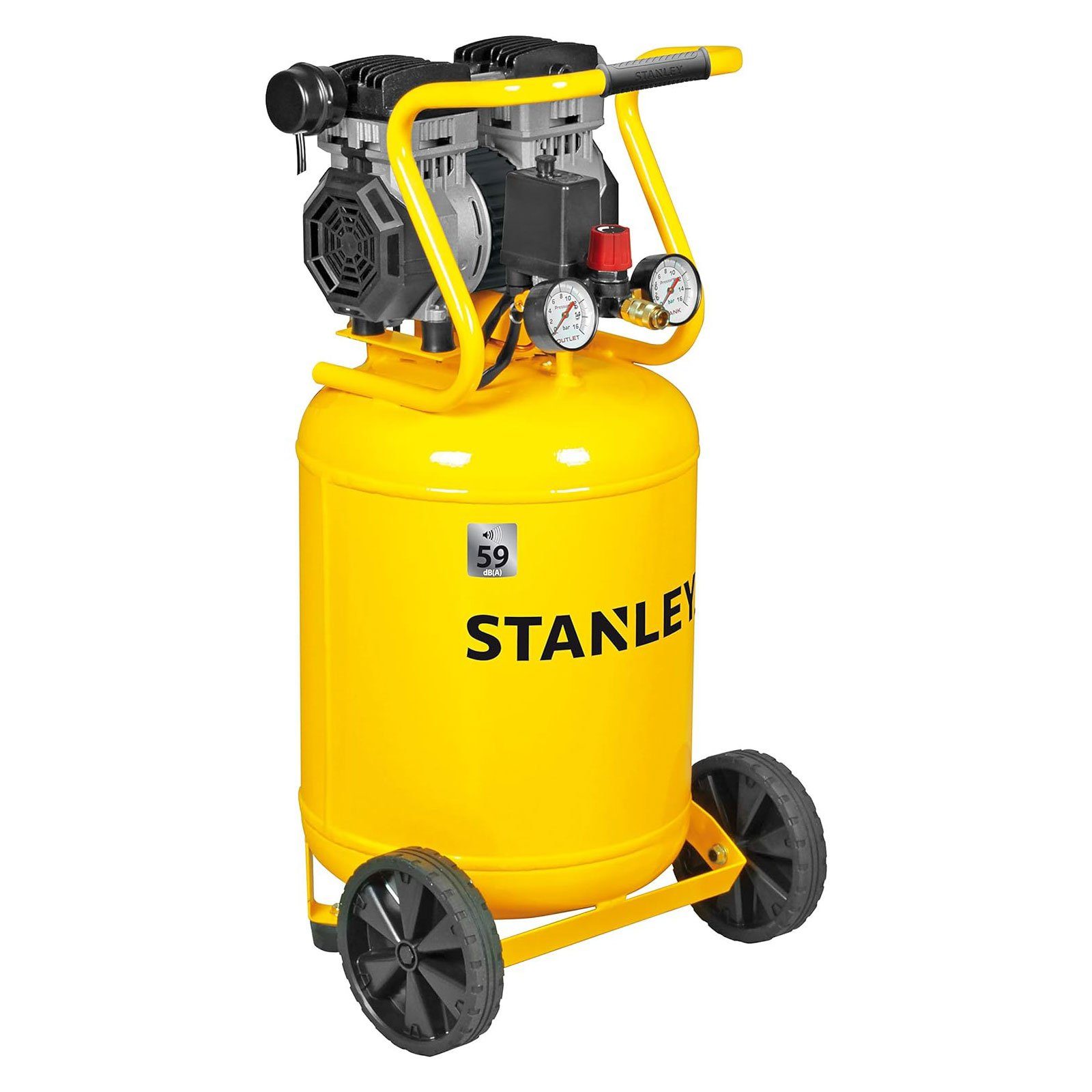 STANLEY Kompressor Silent Kompressor DST 150/8/50V vertikal 50L leise 59 dB, max. 8 bar, 50 l, Set