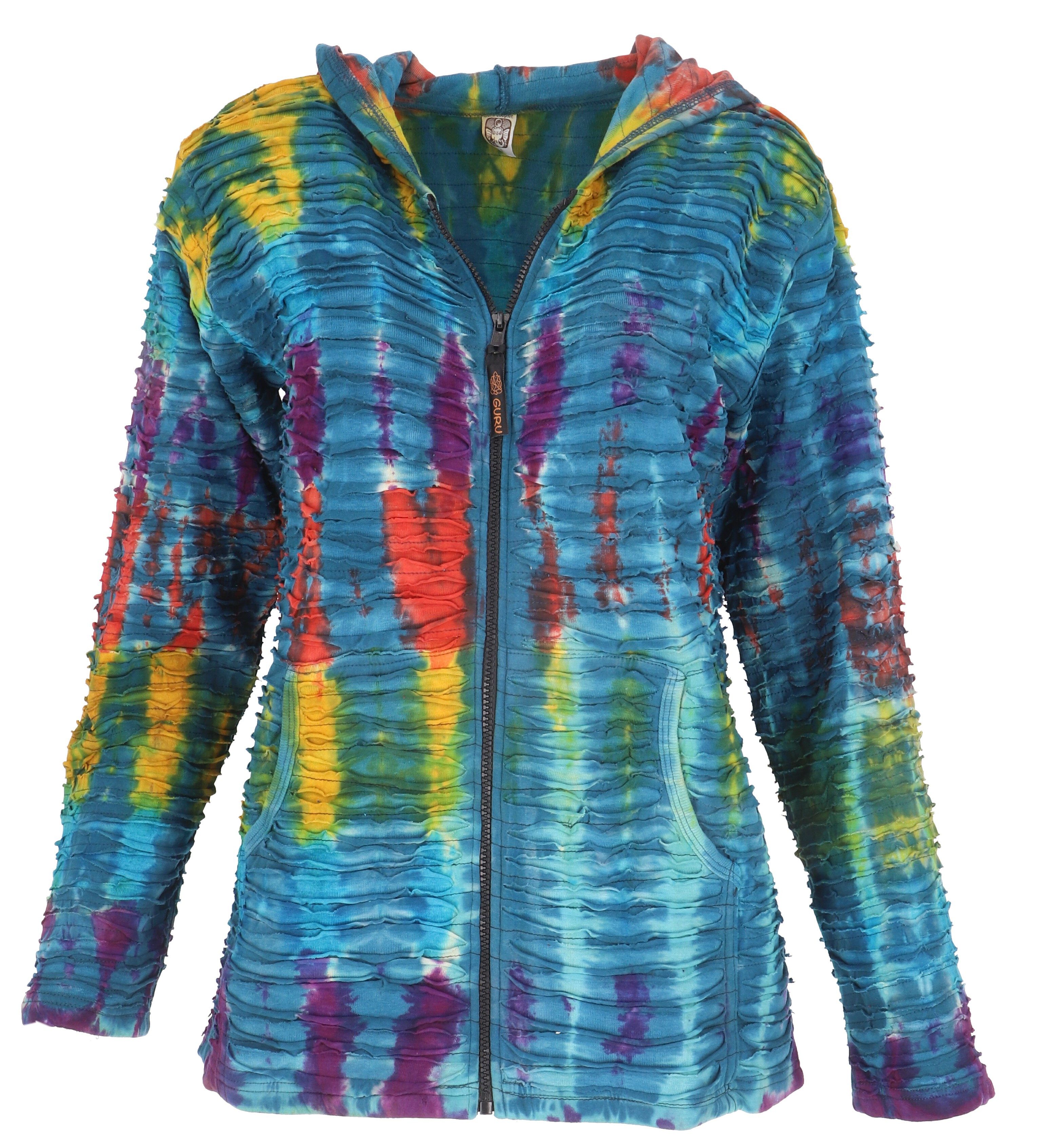 Guru-Shop Langjacke Bunte Batikjacke Jacke, Boho Unikat Hippie.. alternative Bekleidung