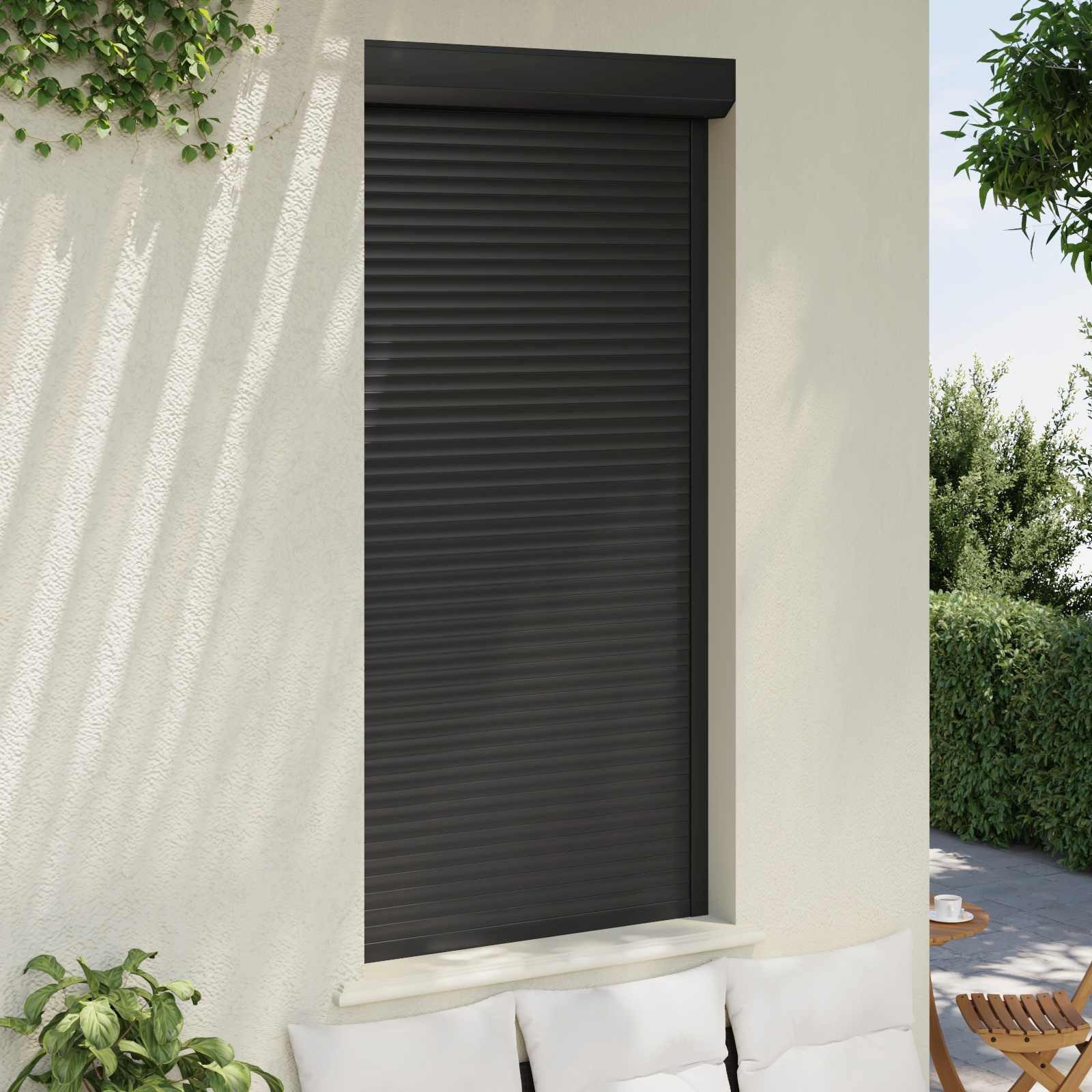vidaXL Fensterladen Rollladen Anthrazit 100 x 210 cm Aluminium und Polyurethan, BxH: 14x210 cm, (1-St)